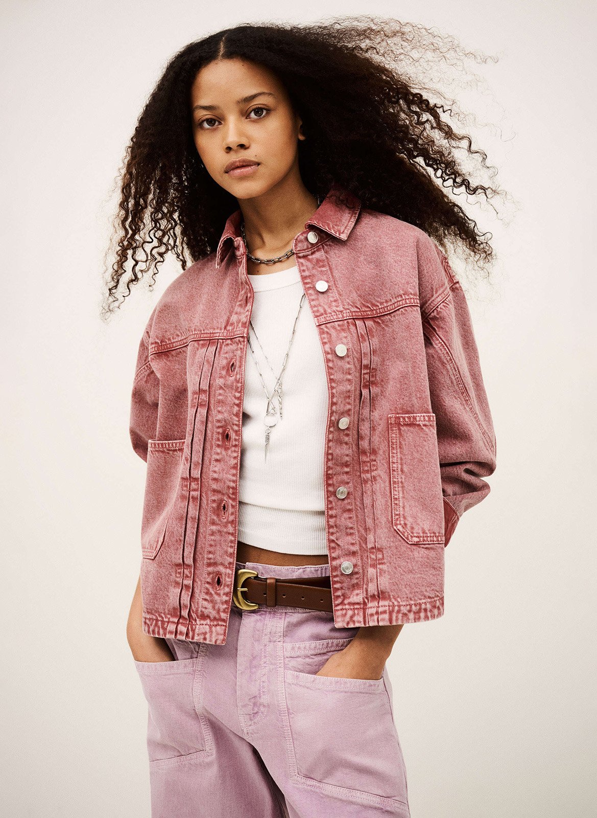Veste col classique en denim runo BA&SH Rose