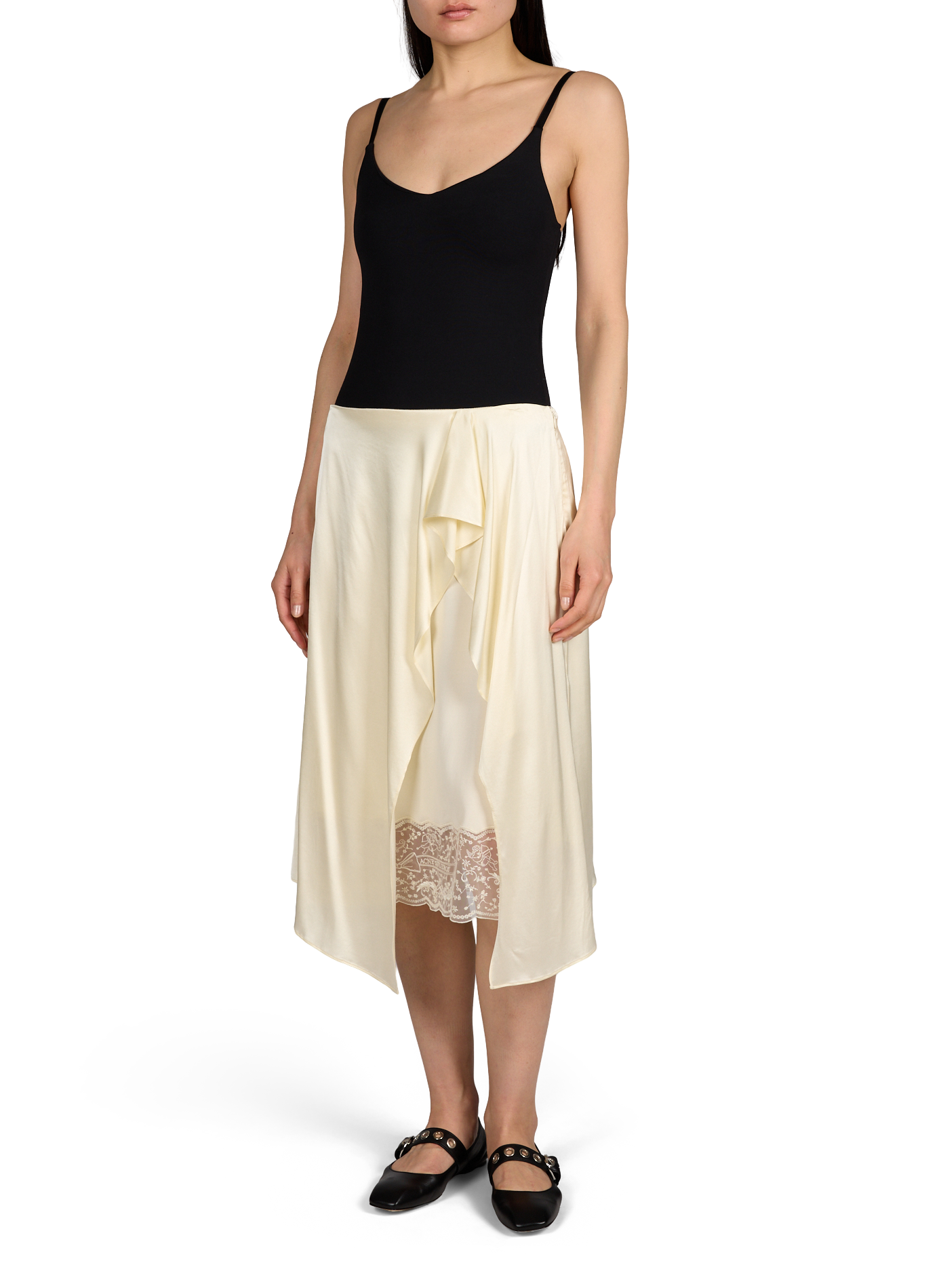 Satinrock mit asymmetrischer Spitze ACNE STUDIOS Weiss