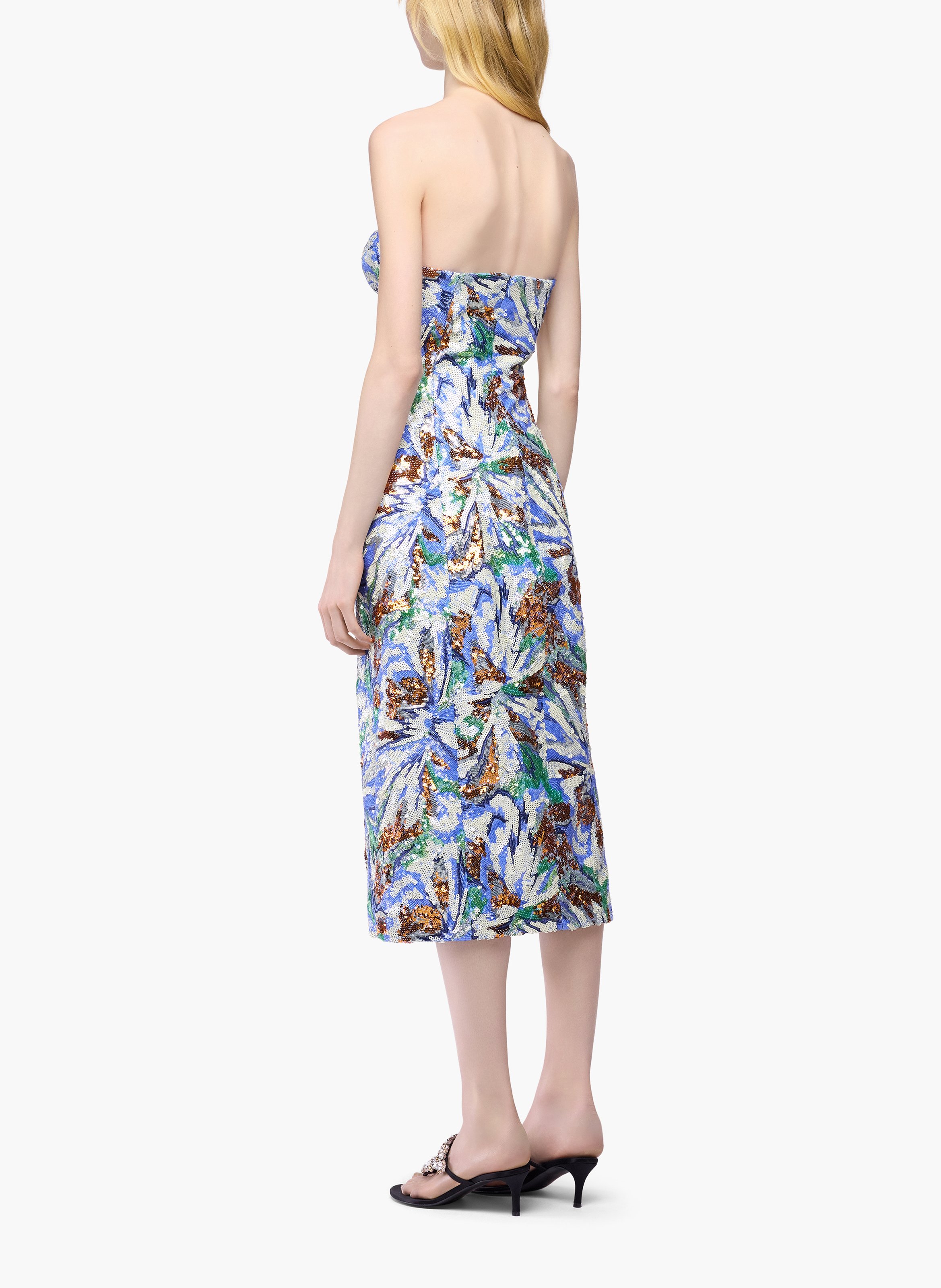 Robe midi avec broderie de sequins en forme de fleurs RABANNE Bleu