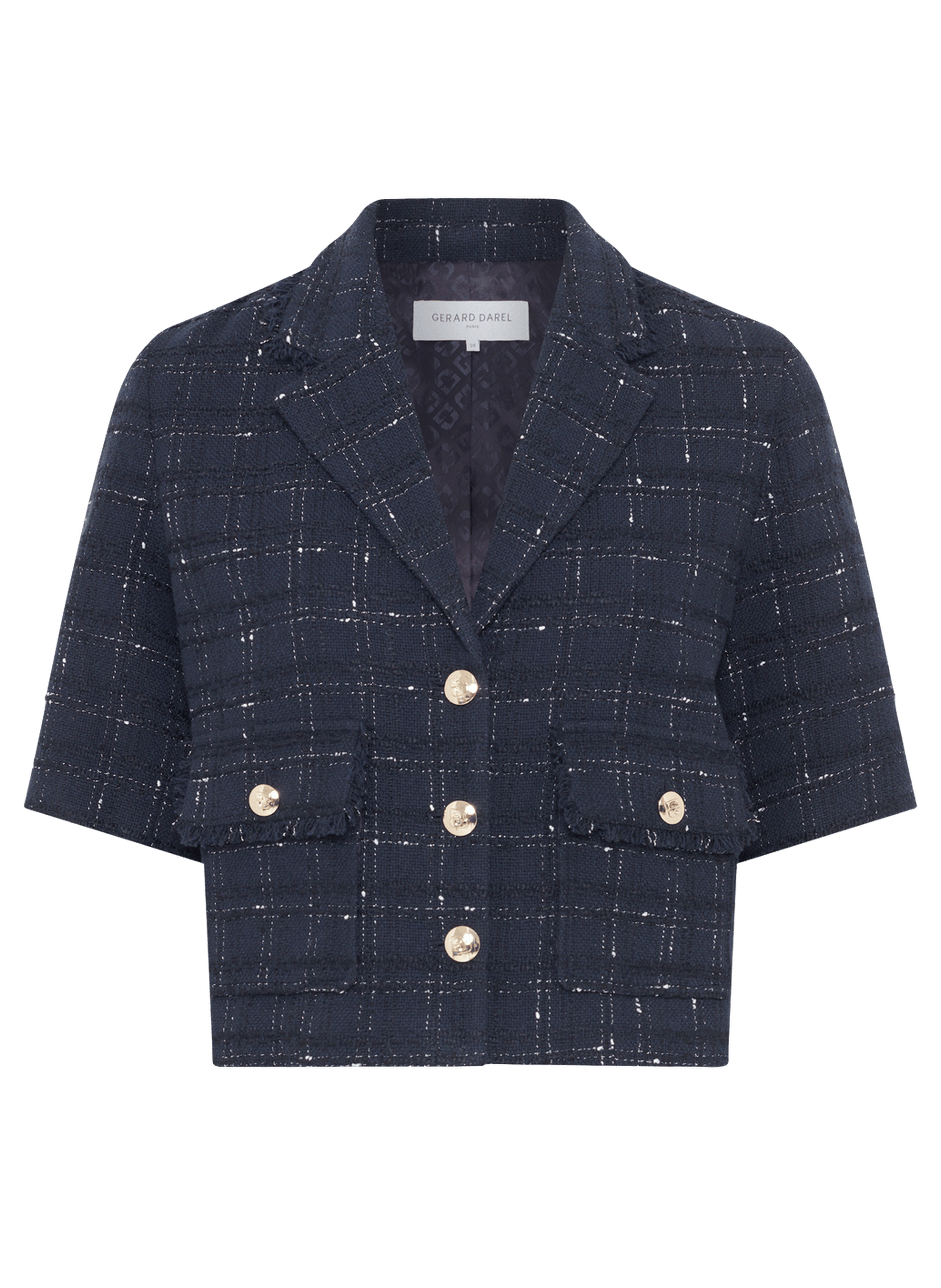 Veste courte en tweed à carreaux - tae GERARD DAREL Bleu