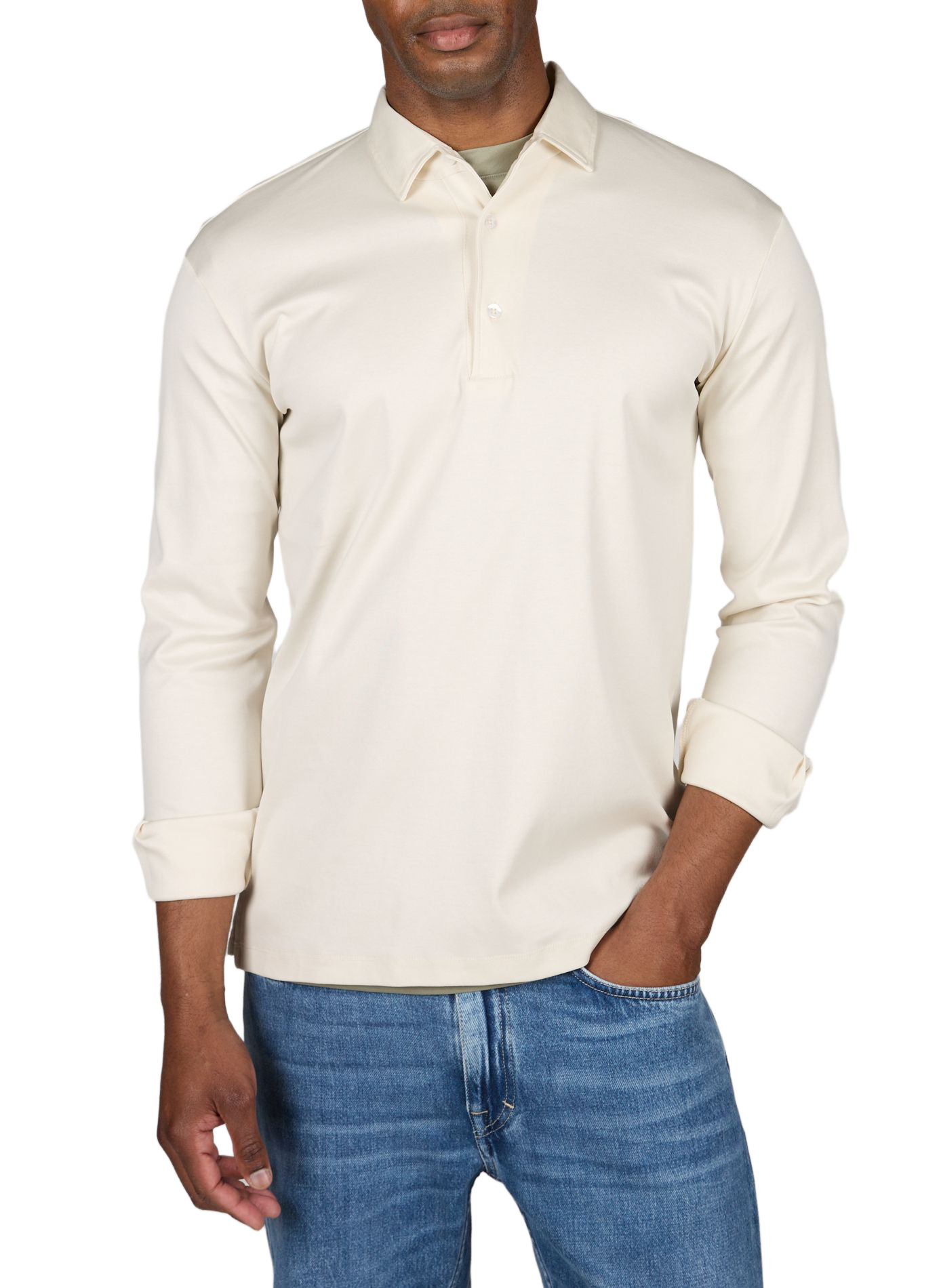Lange mouwen poloshirt van katoen AURELIEN Beige