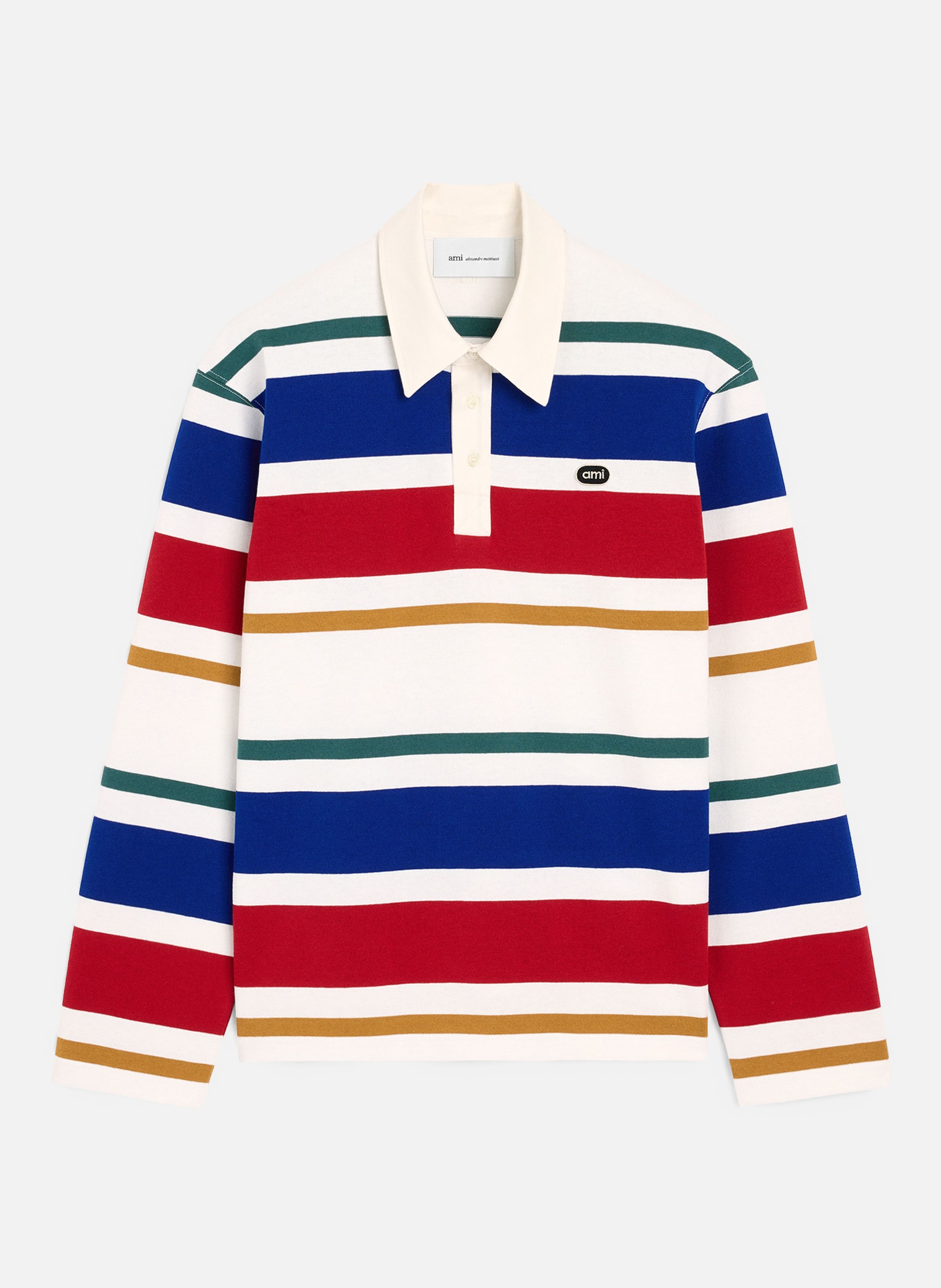 Polo à rayures unisexe en coton patch ami AMI PARIS Multicolore