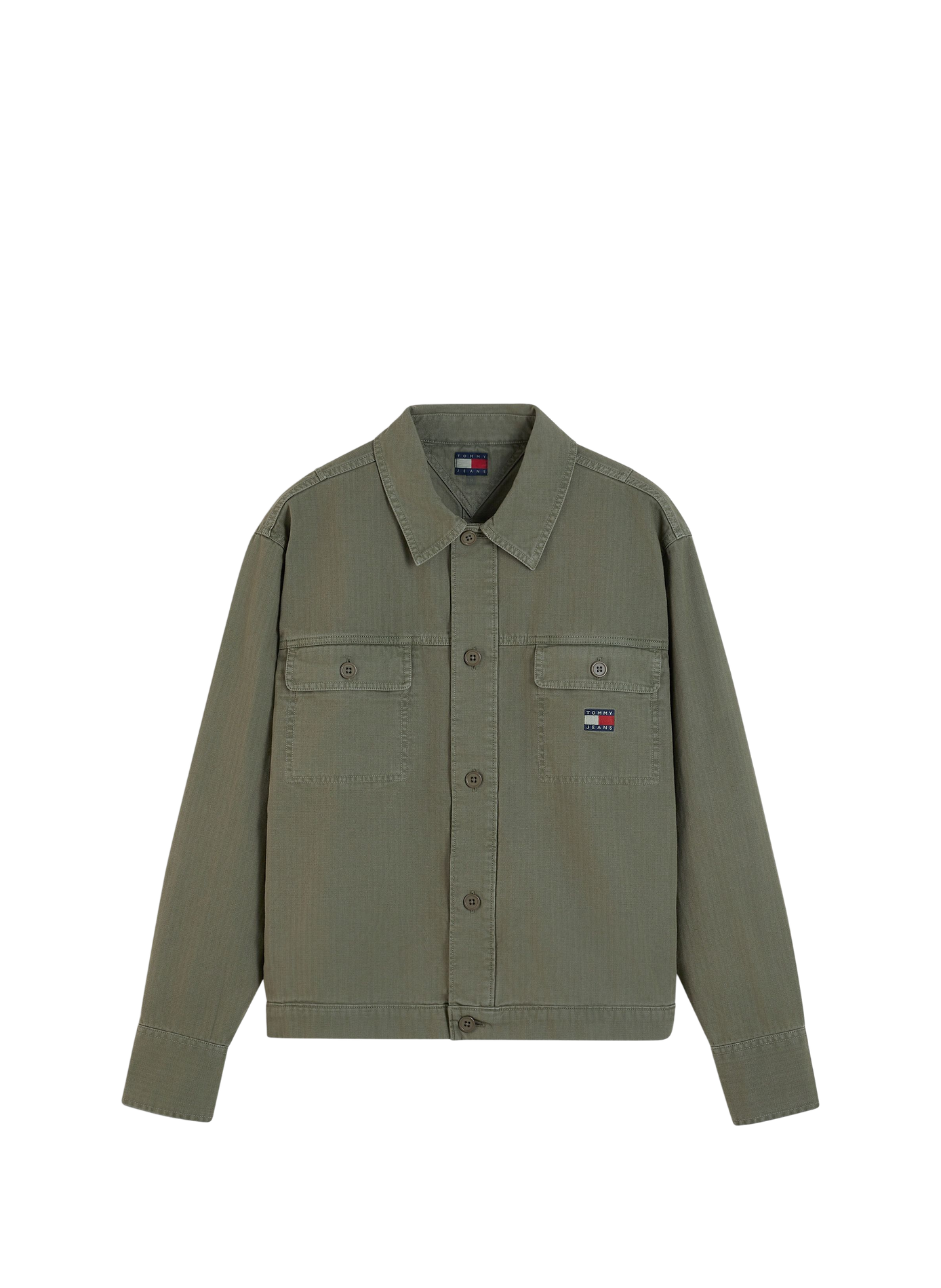 Einfarbiges Baumwollhemd TOMMY HILFIGER Khaki