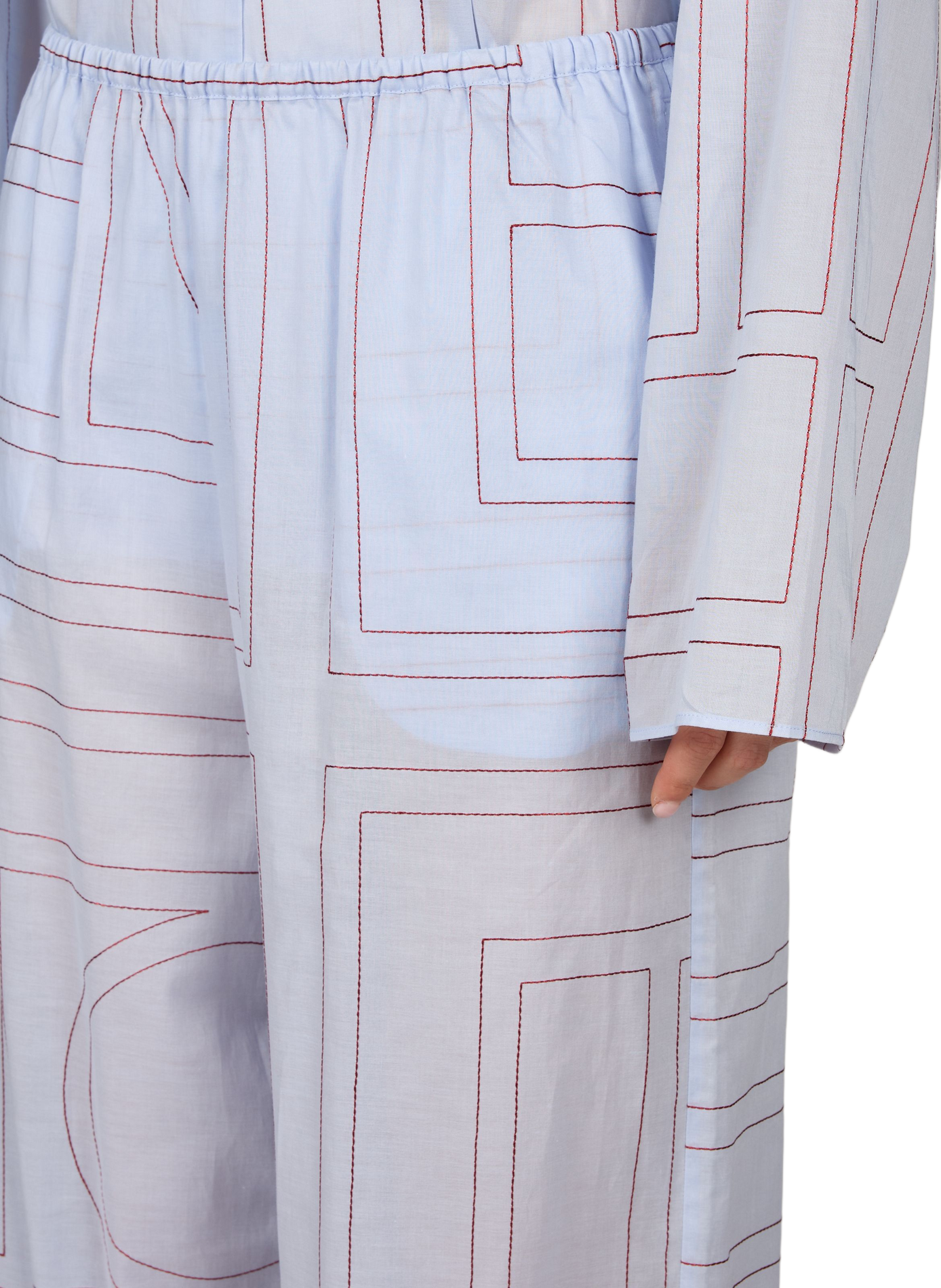 Pantalon droit en coton mélangé brodé TOTEME Bleu