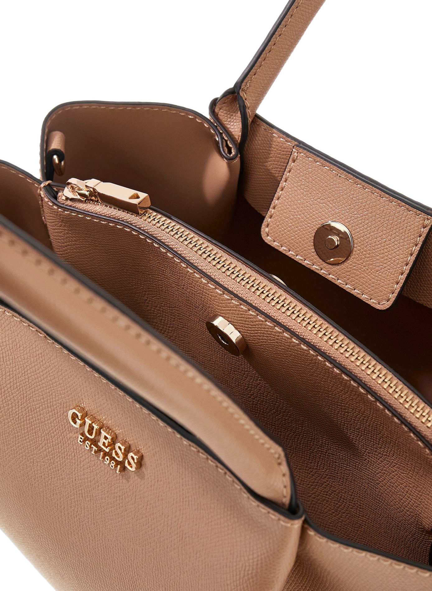 Zippered double handle handbag GUESS Beige