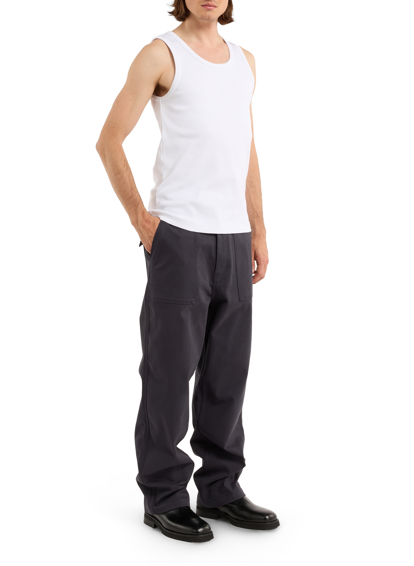 Tanktop Dank met ronde hals van katoen SAISON 1865 Wit