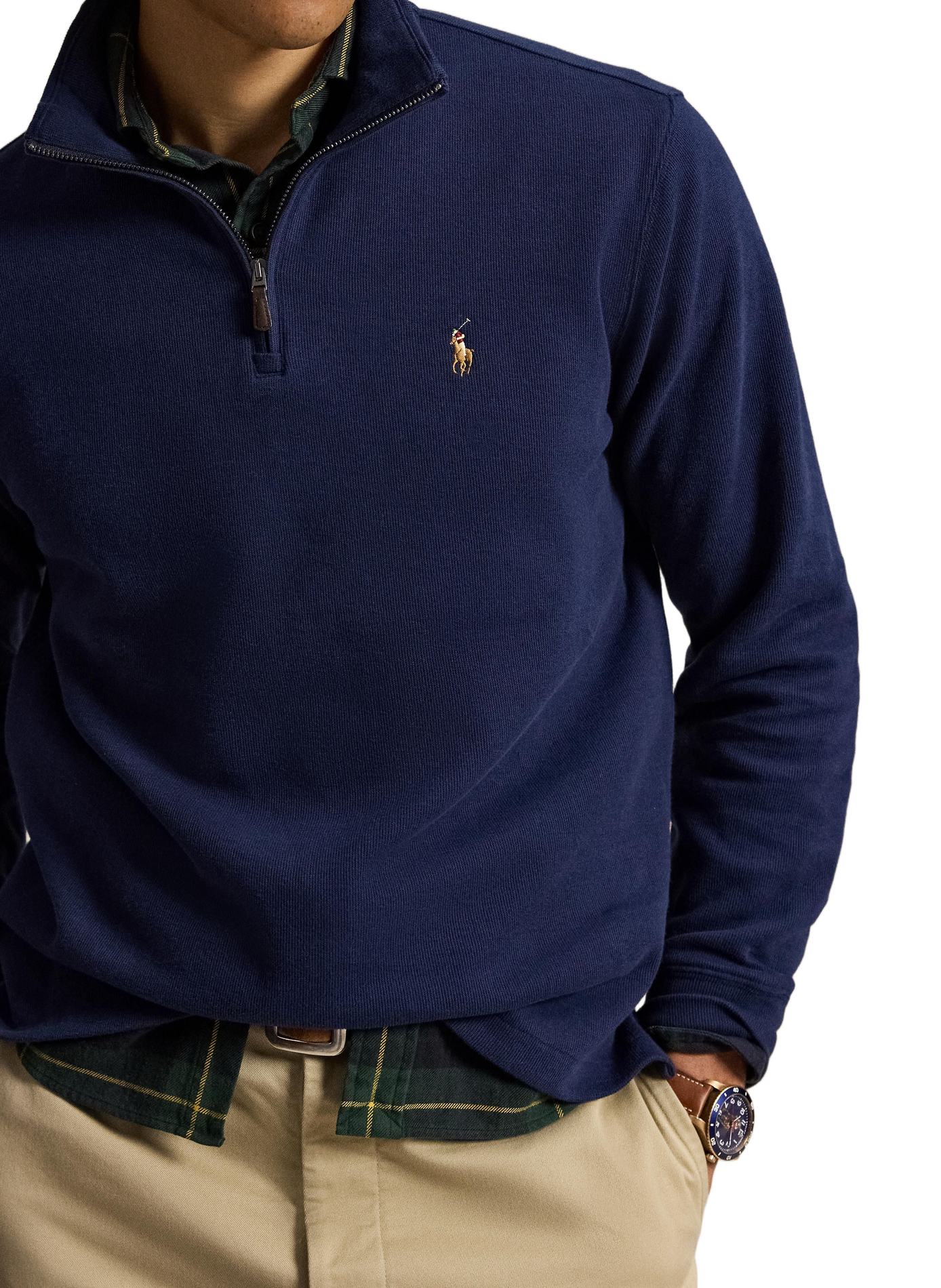 Pull droit col montant en coton POLO RALPH LAUREN Bleu