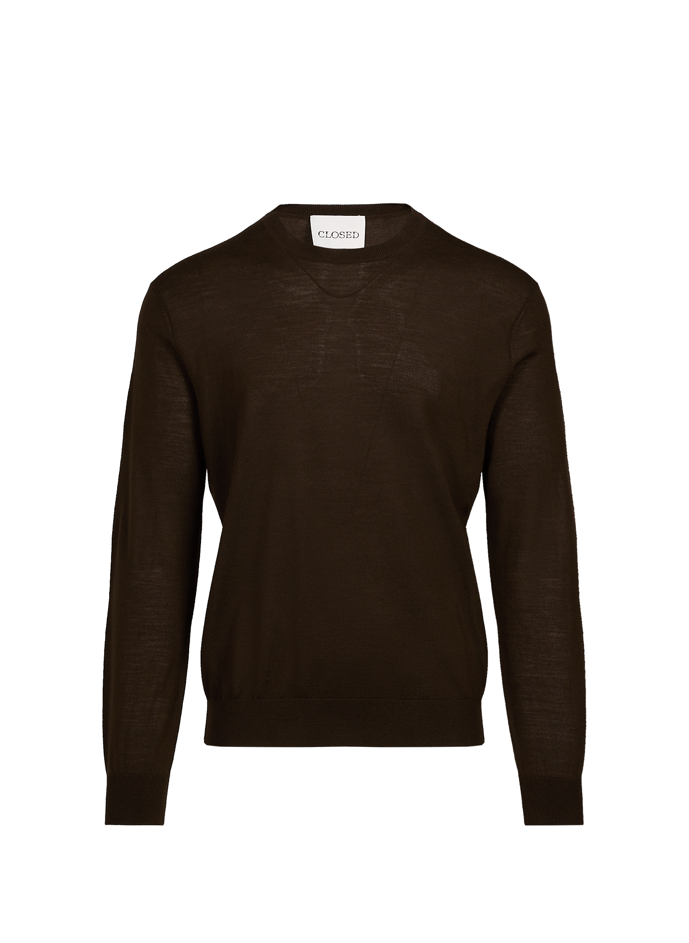 Runder gerader Pullover aus einfarbiger Wolle. CLOSED Braun