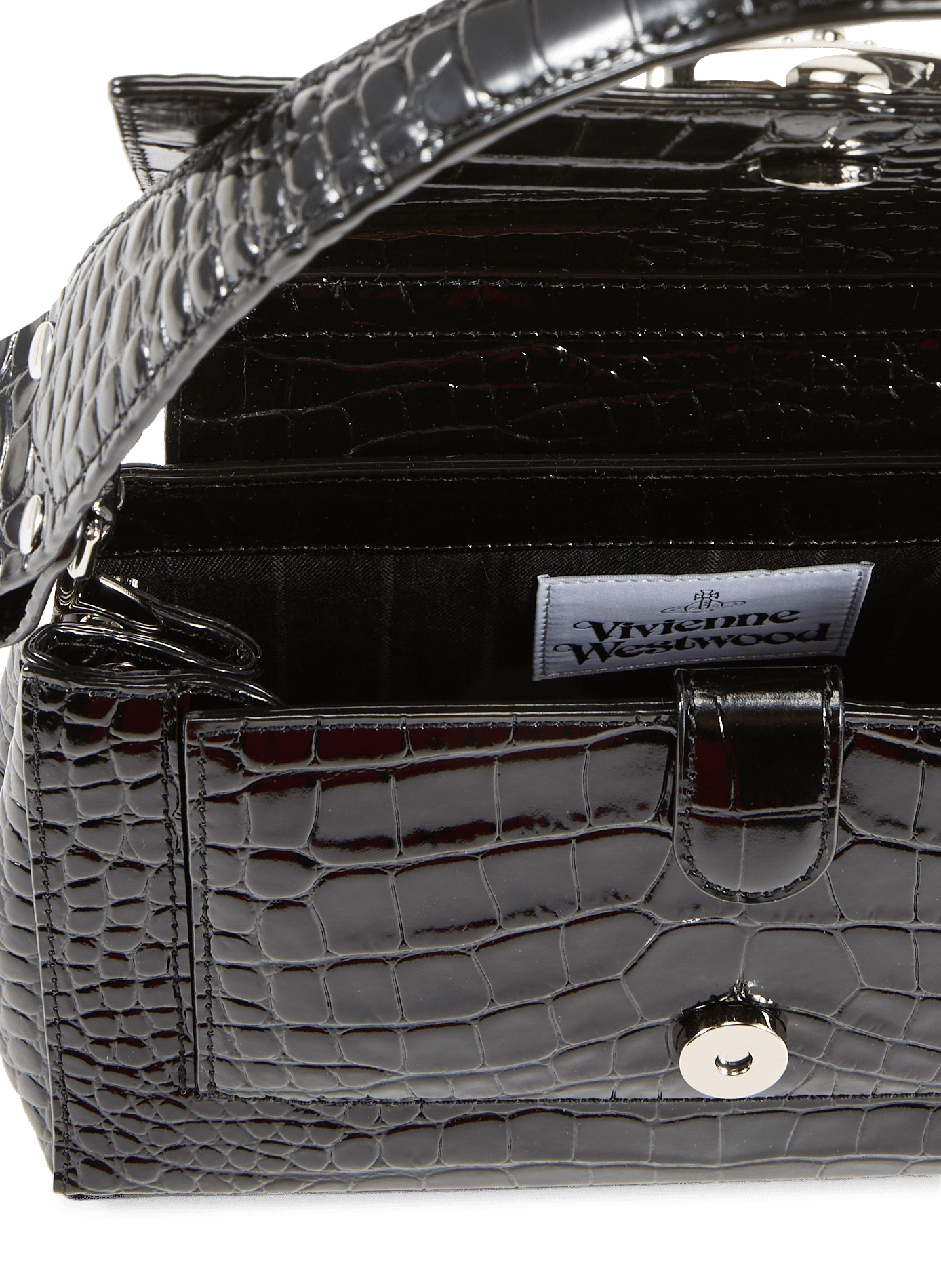 Crocodile skin leather shoulder bag VIVIENNE WESTWOOD Black