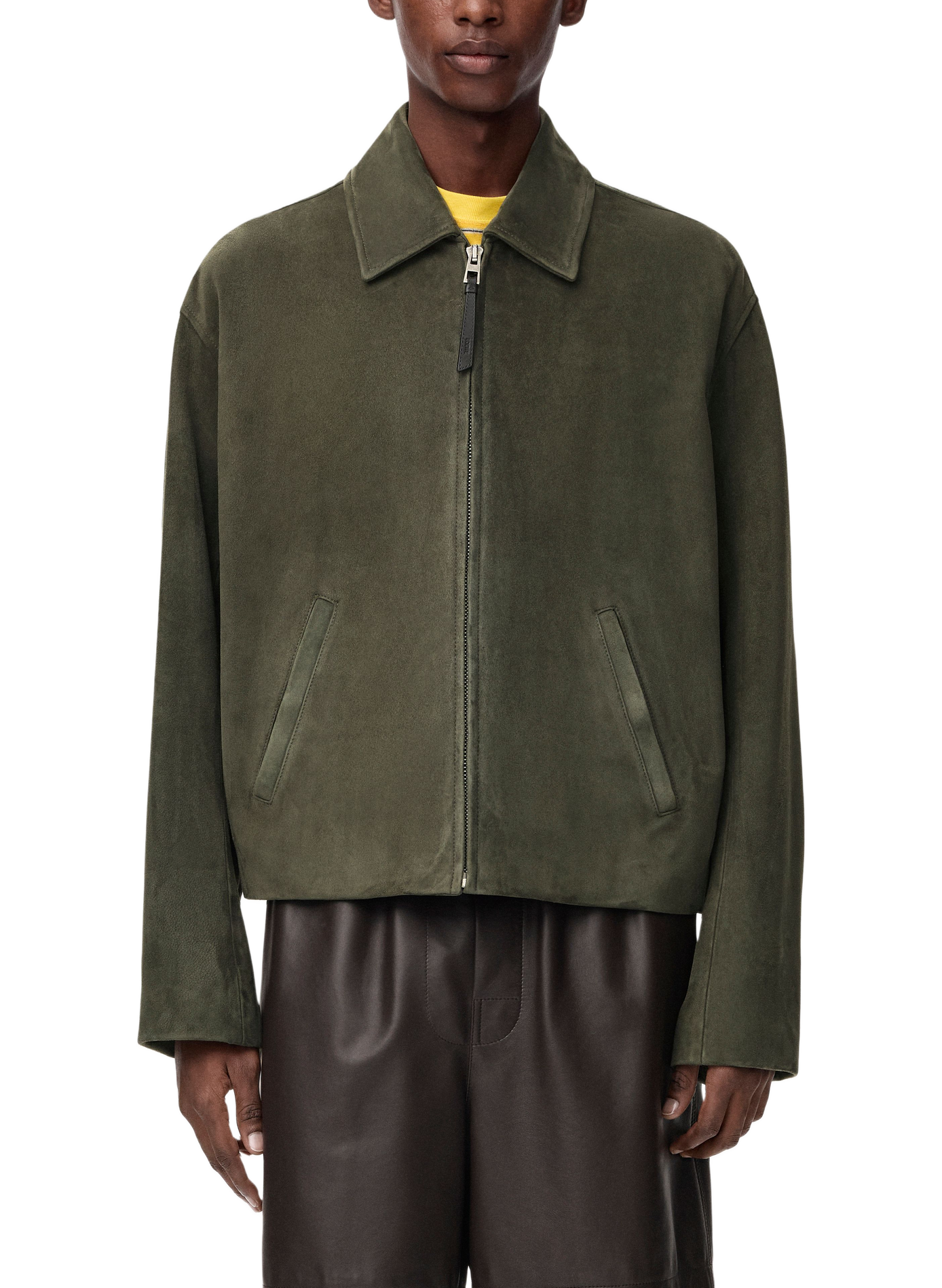 Zip-up jacket in suede lamb LOEWE Green