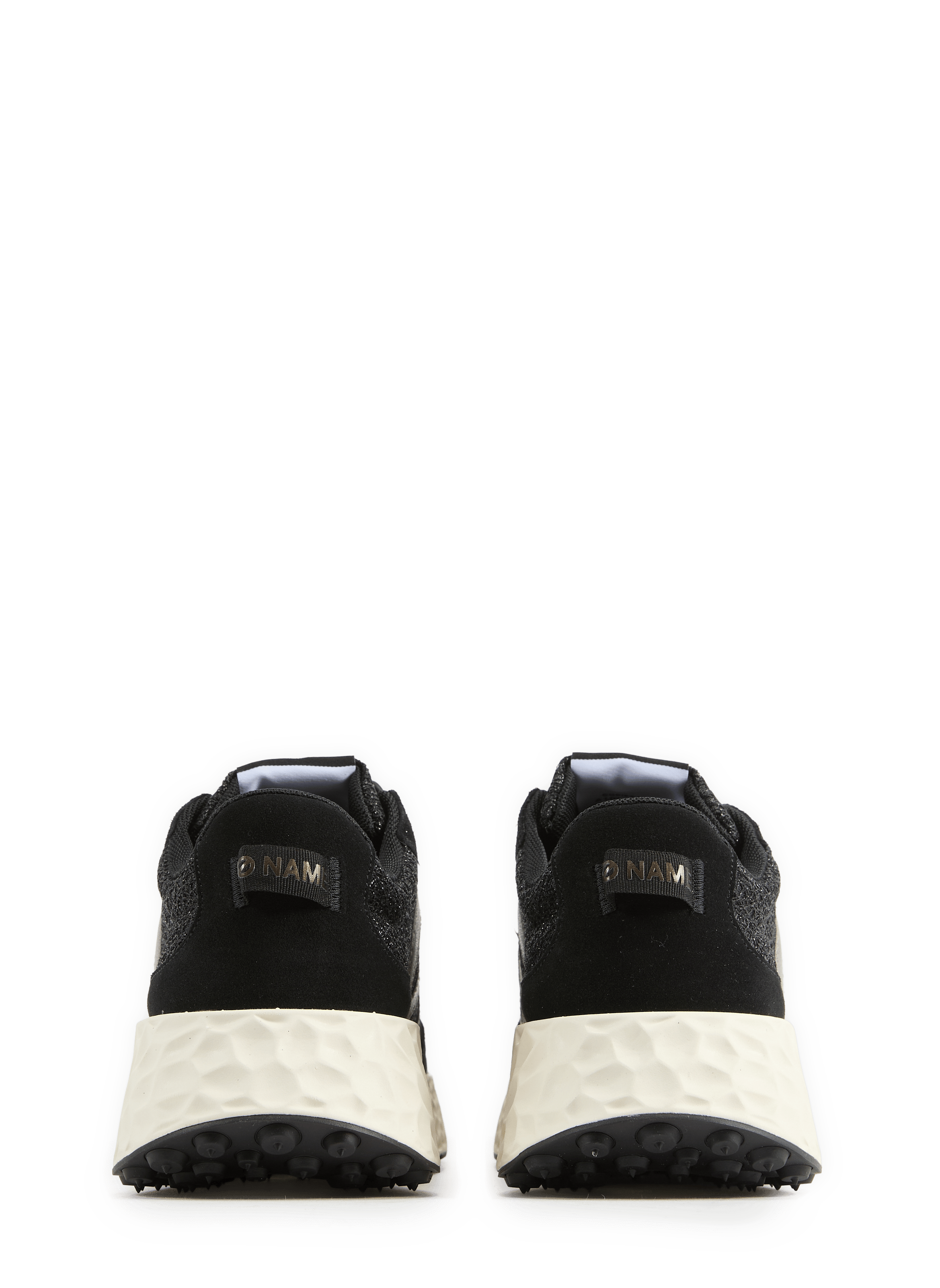 Mixed leather low-top sneakers NO NAME Black