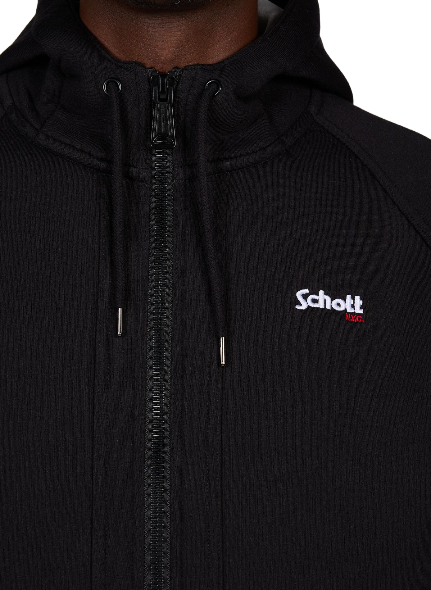 Sweat à capuche en coton mélangé  SCHOTT Noir