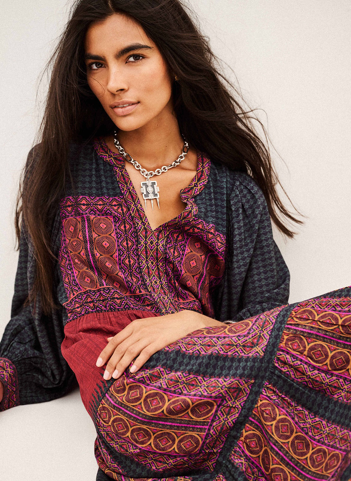 Robe longue ample imprimée olly BA&SH Rouge