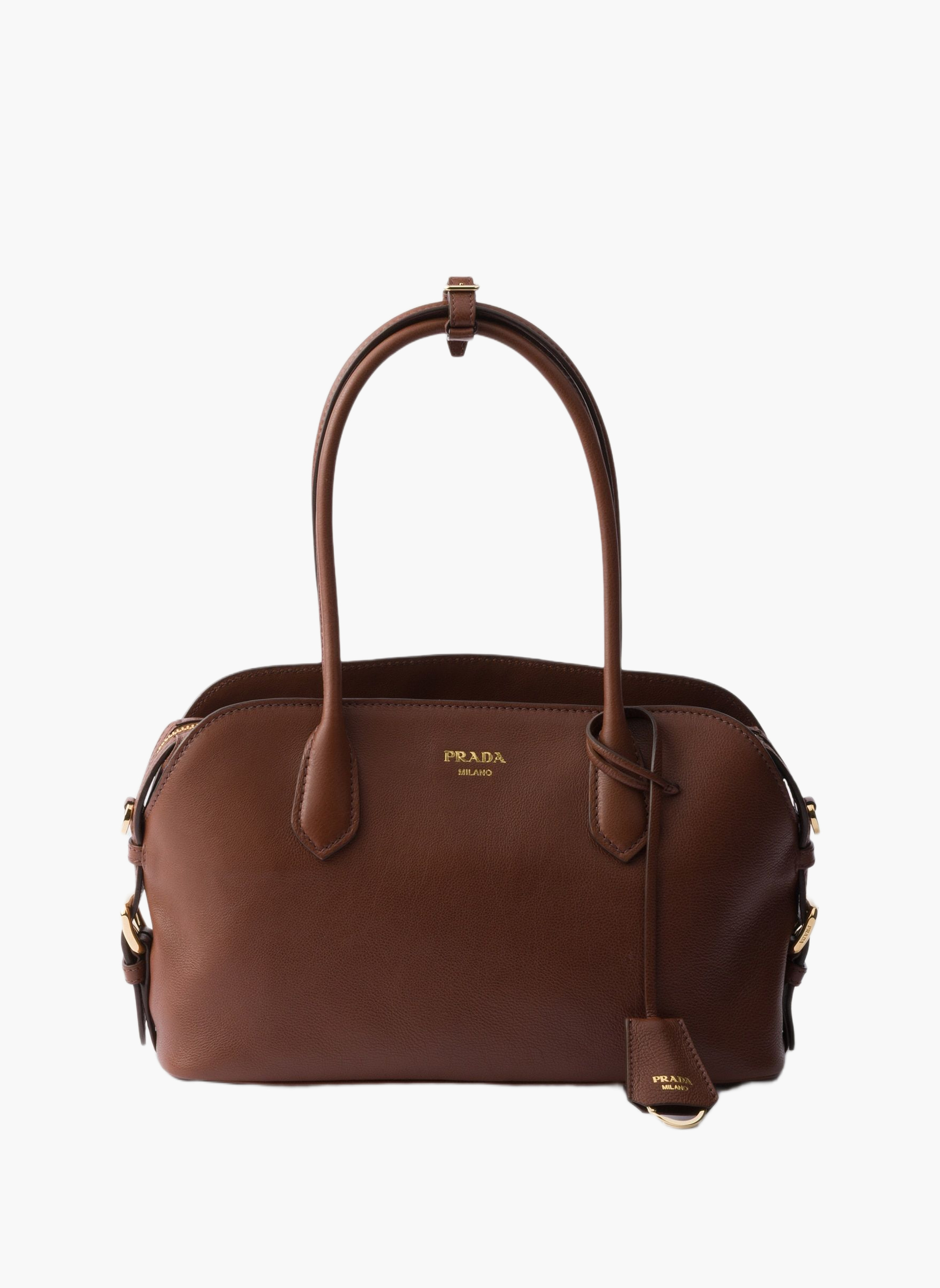Cabas prada signet en cuir PRADA Marron