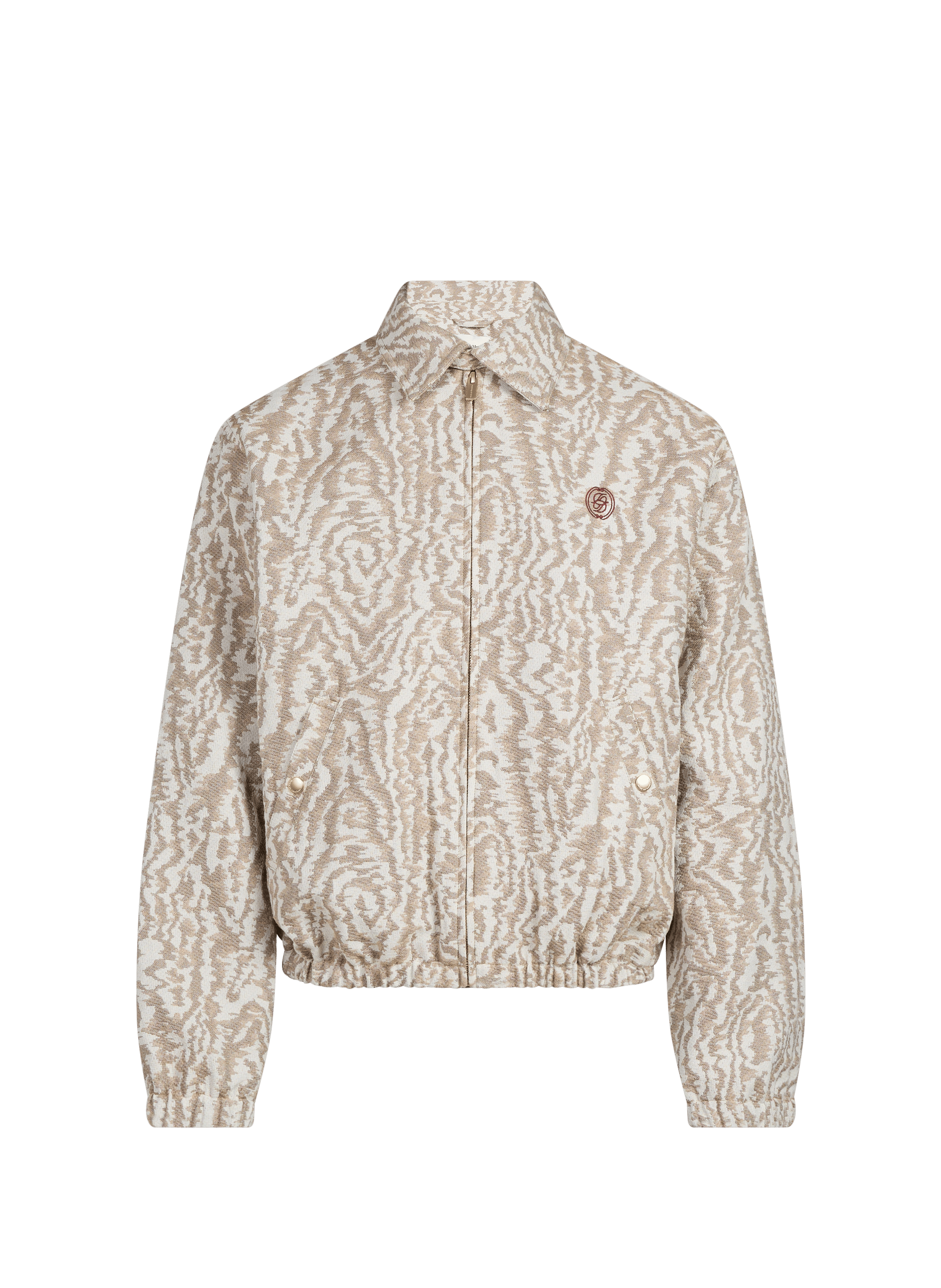 Oversized jacket with classic collar and print DROLE DE MONSIEUR Beige