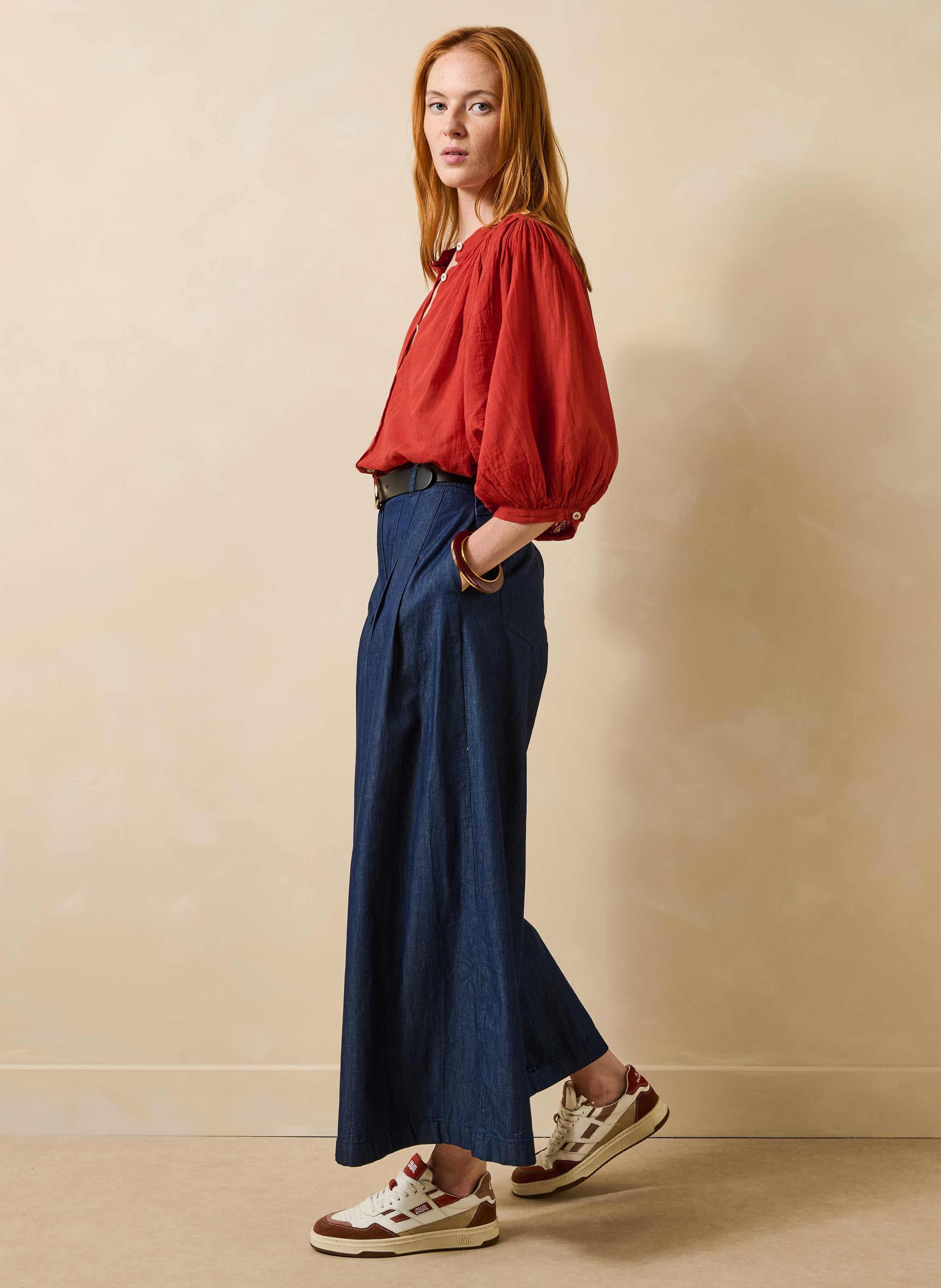 Oversized katoenen overhemd LA FEE MARABOUTEE Rood