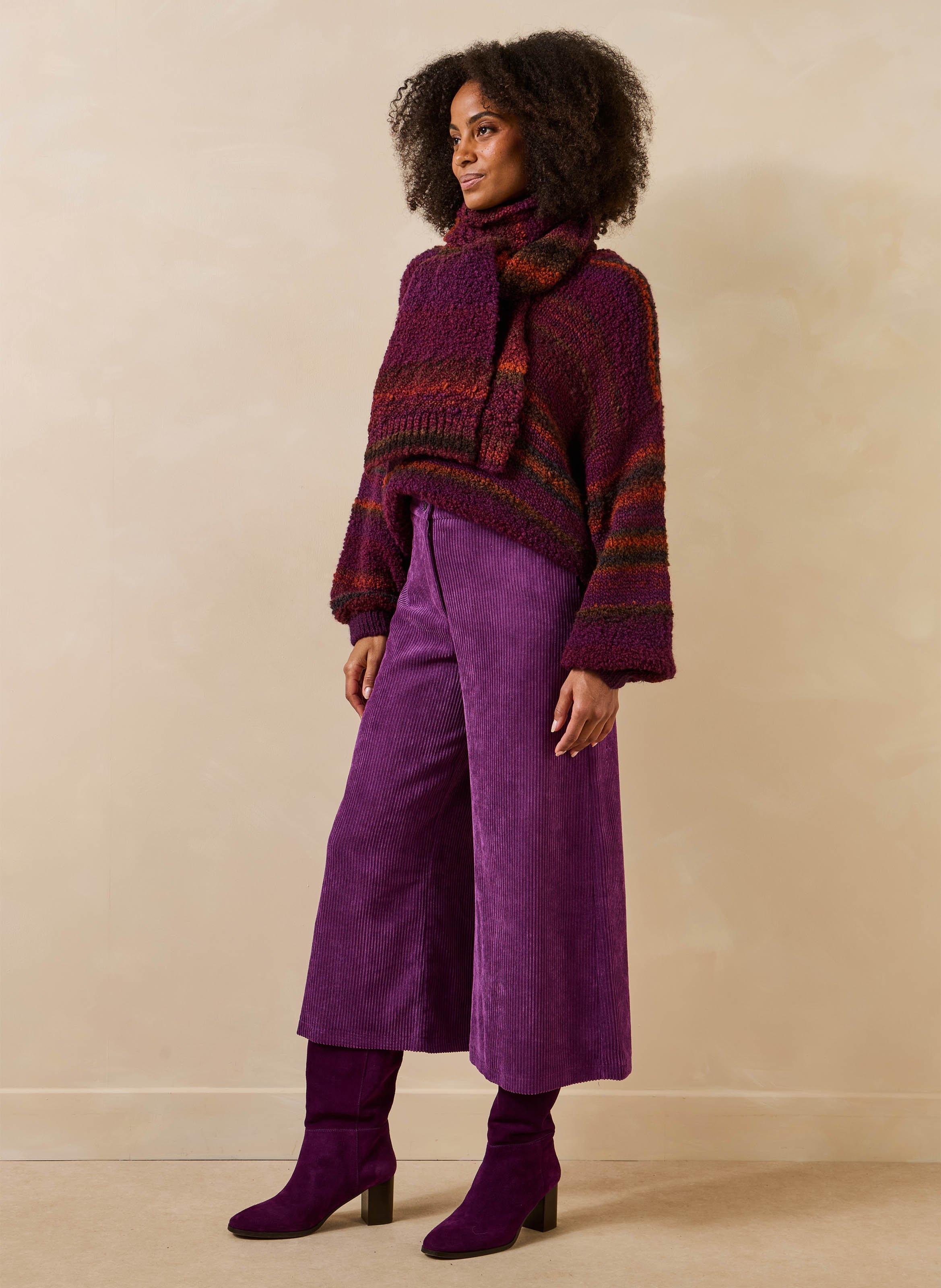 Cropped ribfluwelen broek LA FEE MARABOUTEE Paars