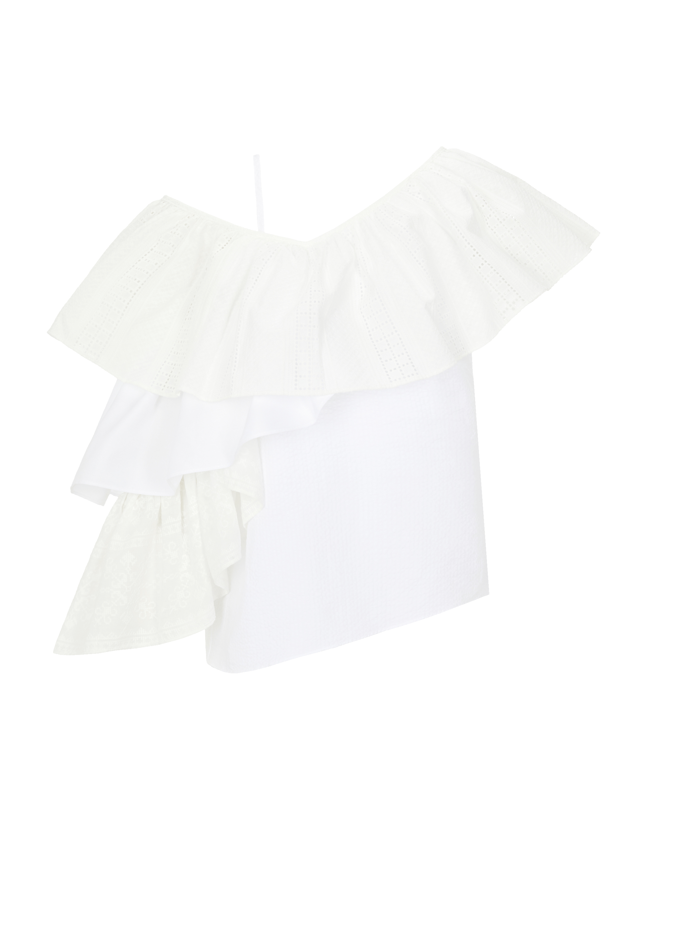 Top asymétrique avec détails brodés