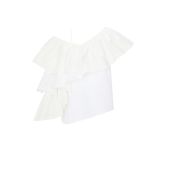 Top asymétrique avec détails brodés