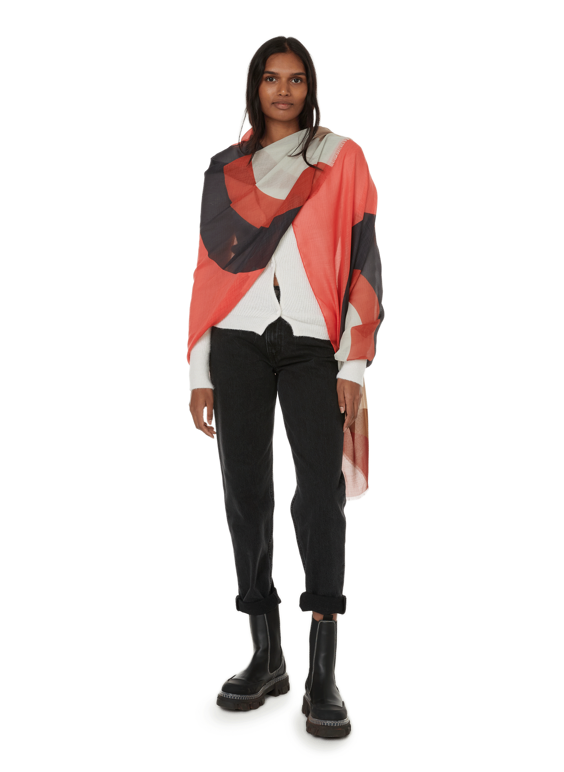Graphic-print stole SAISON 1865 Red