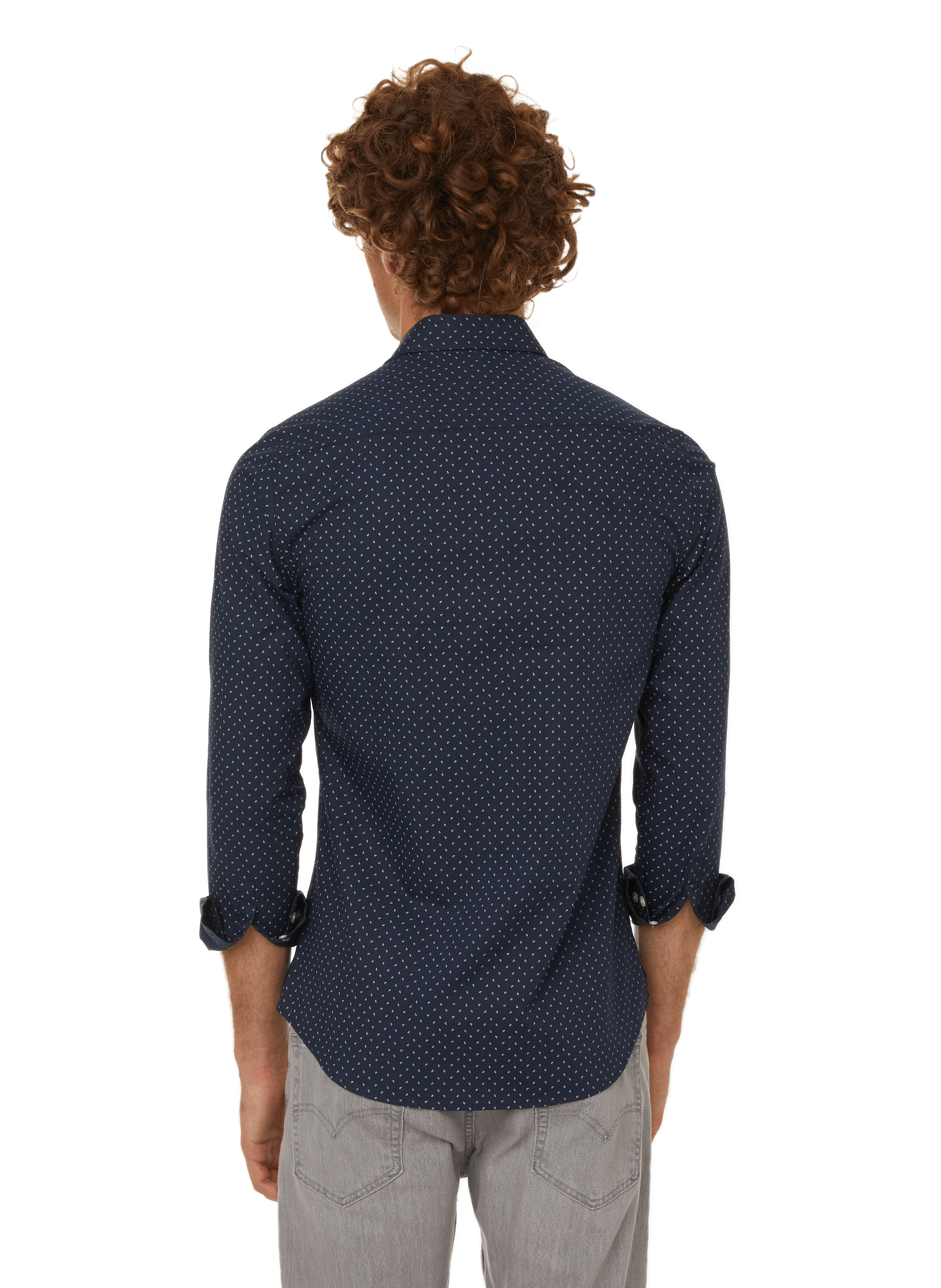 Patterned slim-fit shirt AU PRINTEMPS PARIS Blue