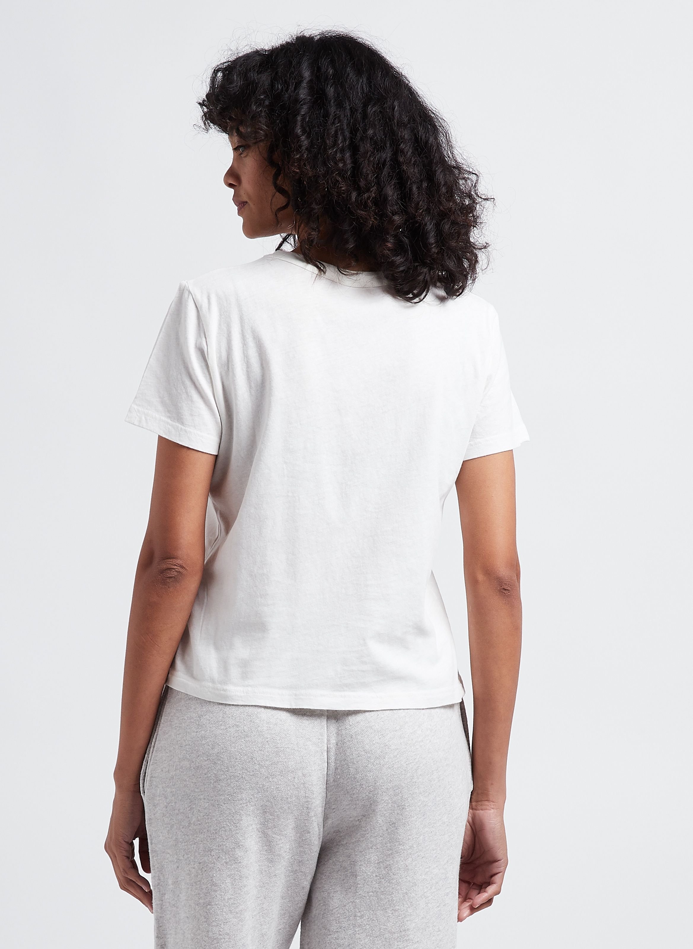 Tee-shirt court col rond en coton gamipy AMERICAN VINTAGE Blanc