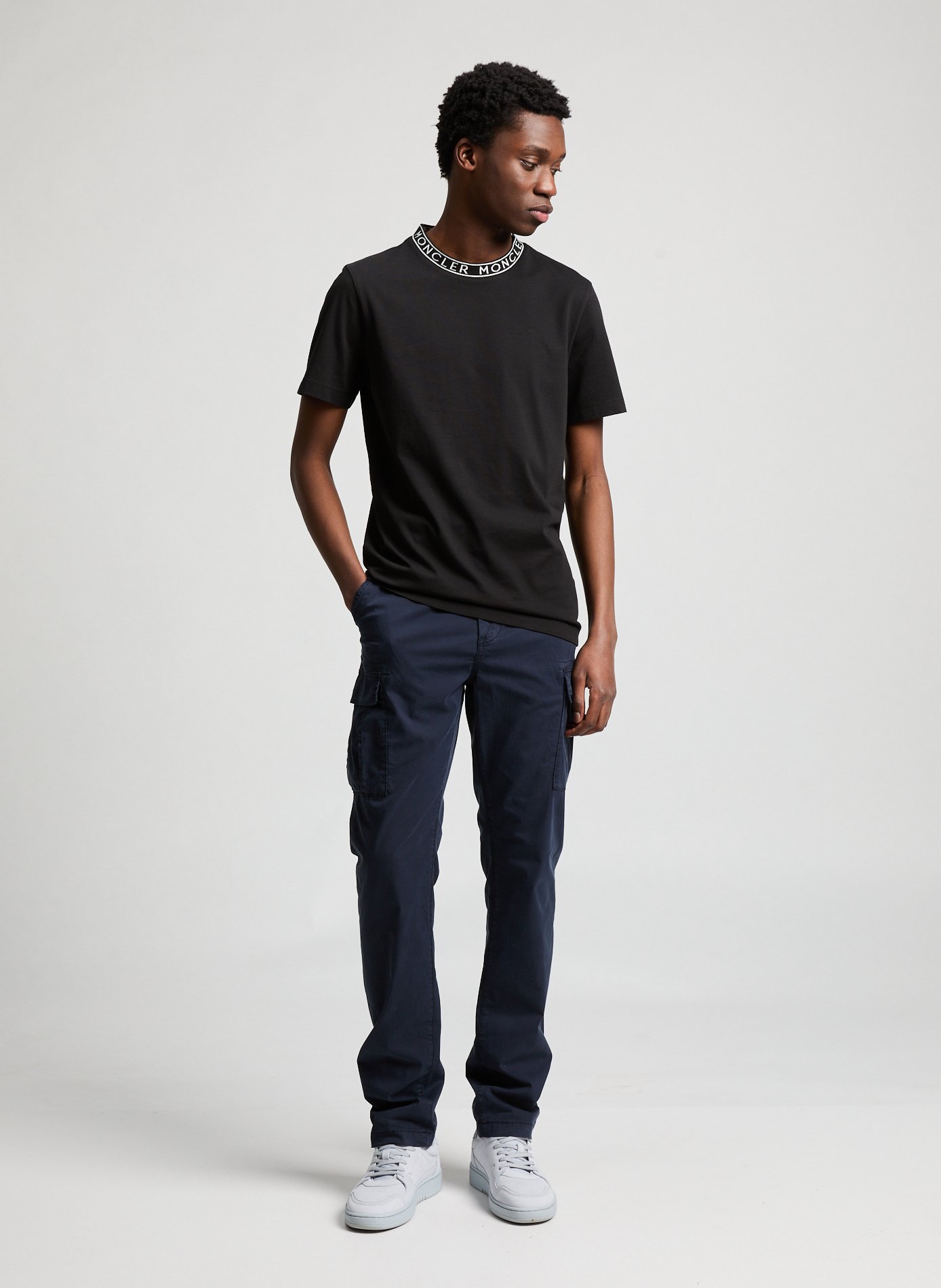 Cotton T-shirt with printed collar MONCLER Black