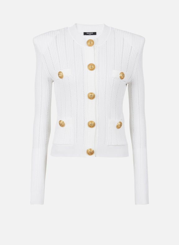 Cardigan en maille à boutons Blanc by BALMAIN BALMAIN Cardigan en maille à boutons Blanc