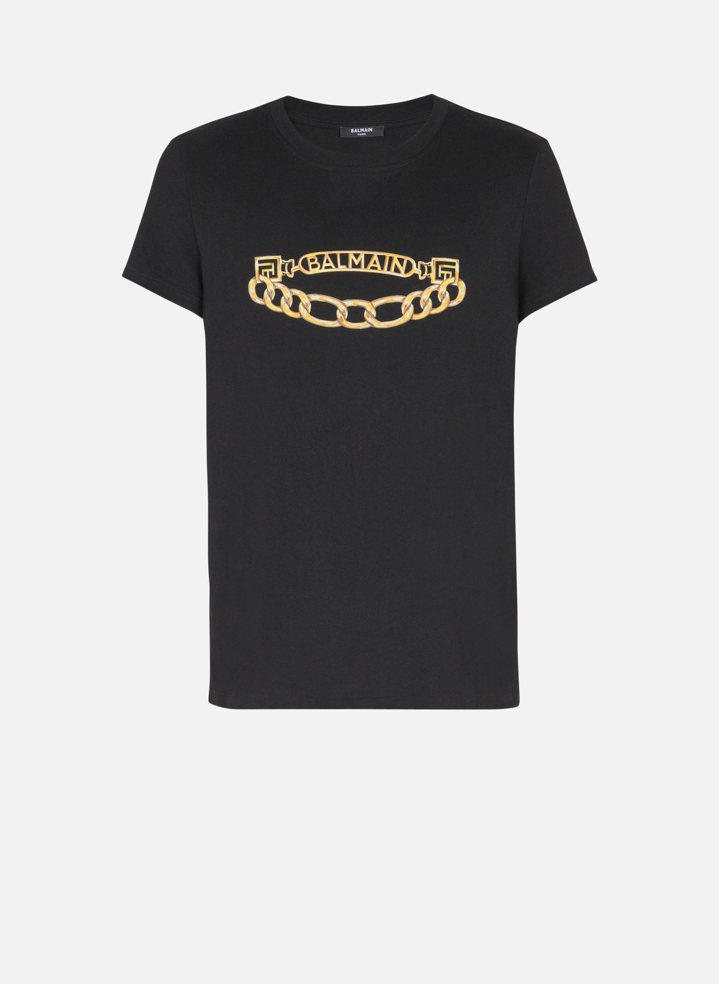 T-shirt imprimé logo balmain chaînes BALMAIN Noir