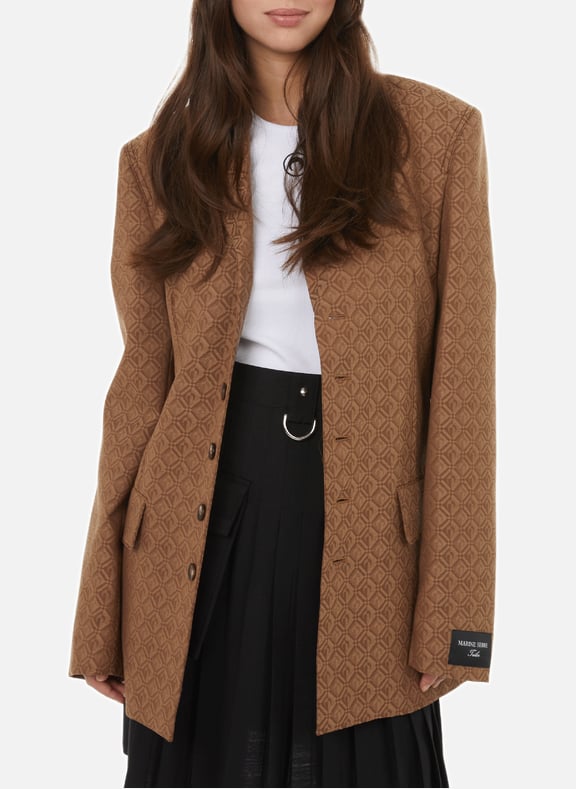Monogram-print suit jacket Brown by MARINE SERRE MARINE SERRE Monogram-print suit jacket Brown