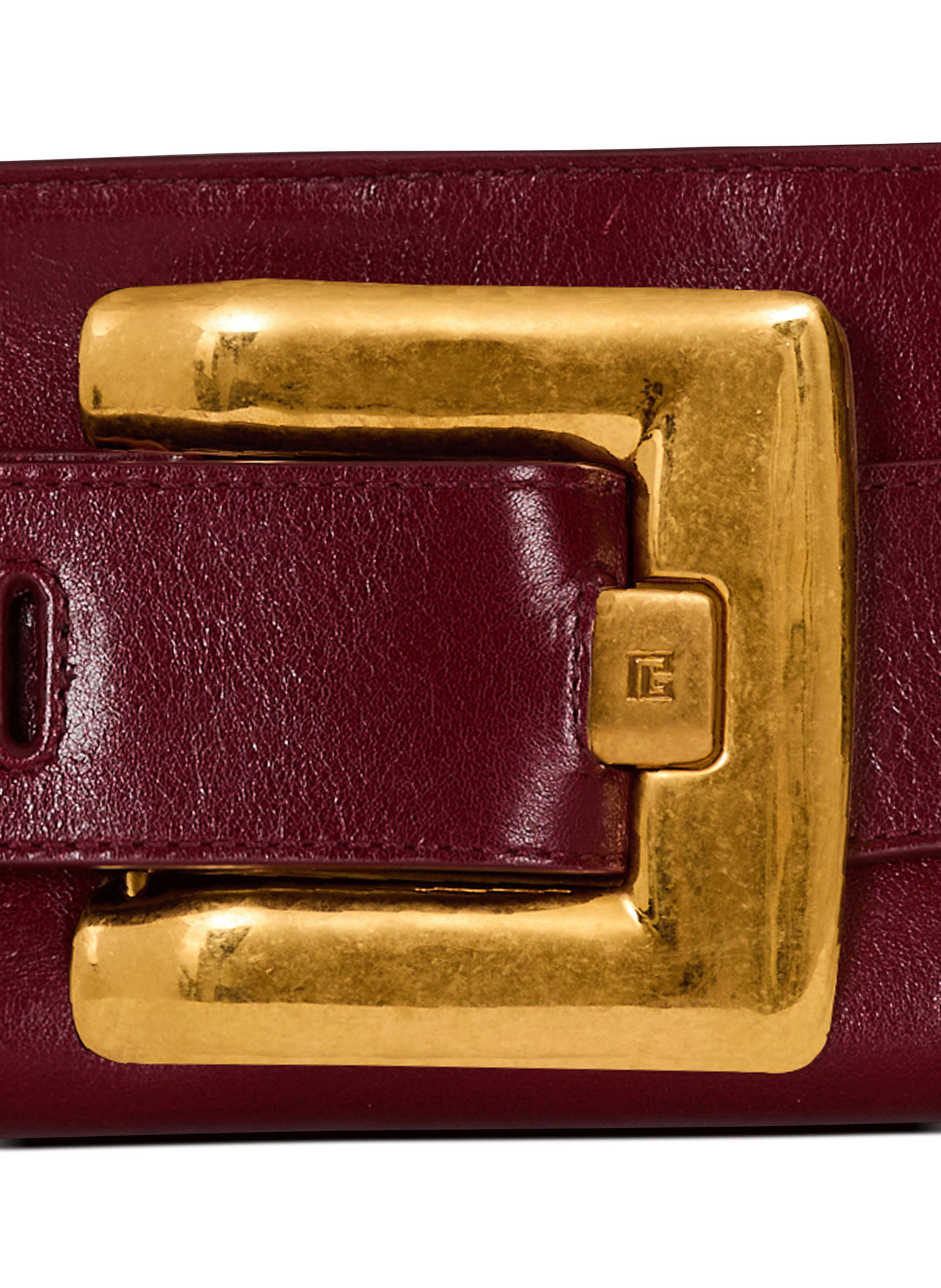 Pochette anthem en cuir de veau BALMAIN Marron