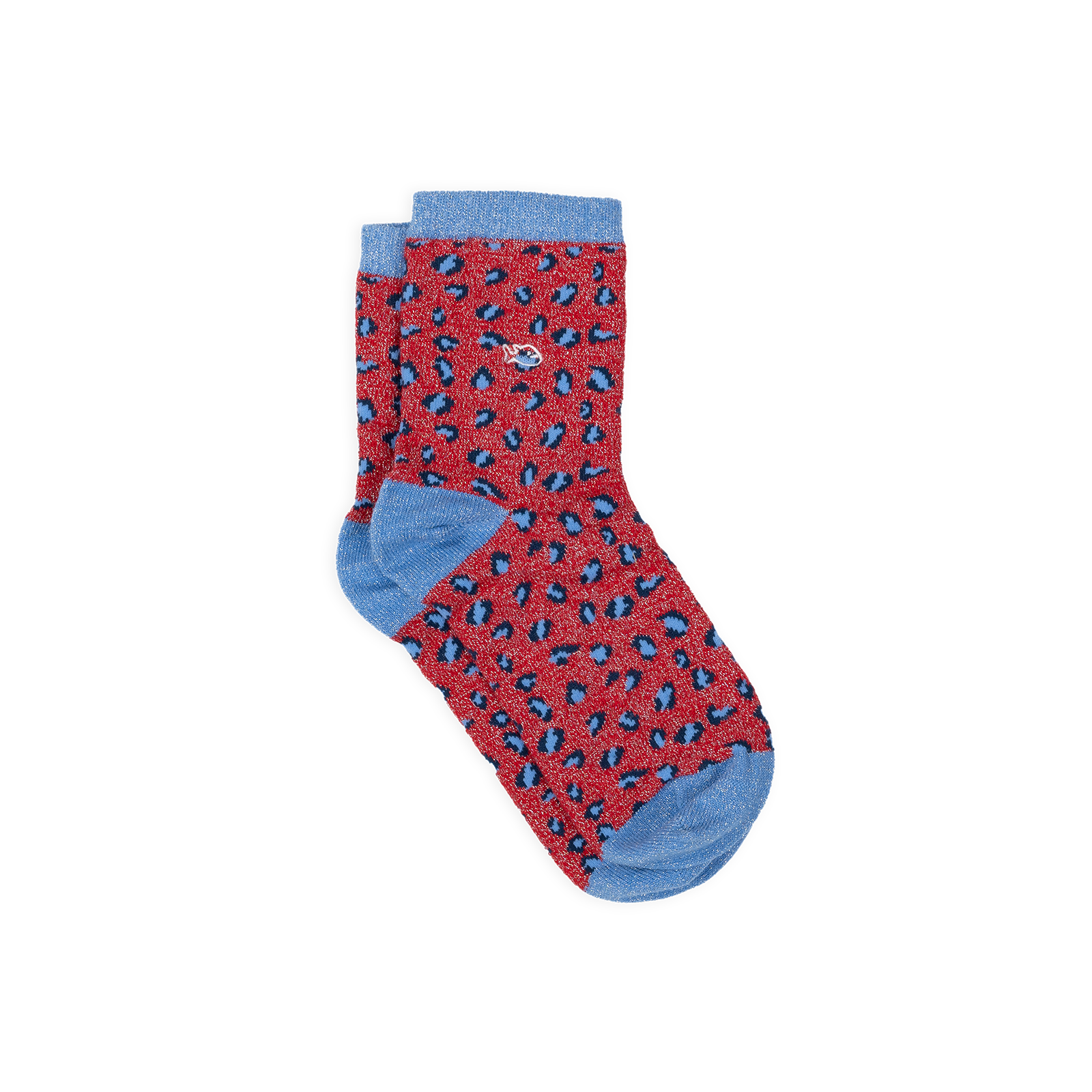 Chaussettes en coton peigné léopard  Rouge et bleu
