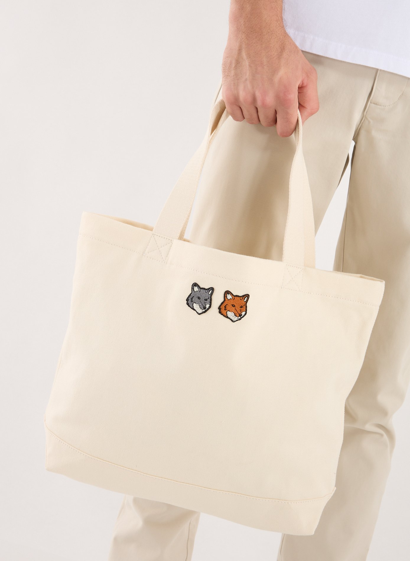 Tote bag en coton MAISON KITSUNÉ Beige