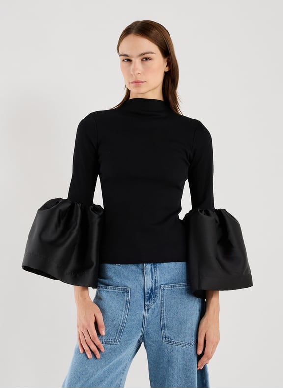 Top with puffy sleeves in blended cotton Black by MARQUES ALMEIDA MARQUES ALMEIDA Top with puffy sleeves in blended cotton Black