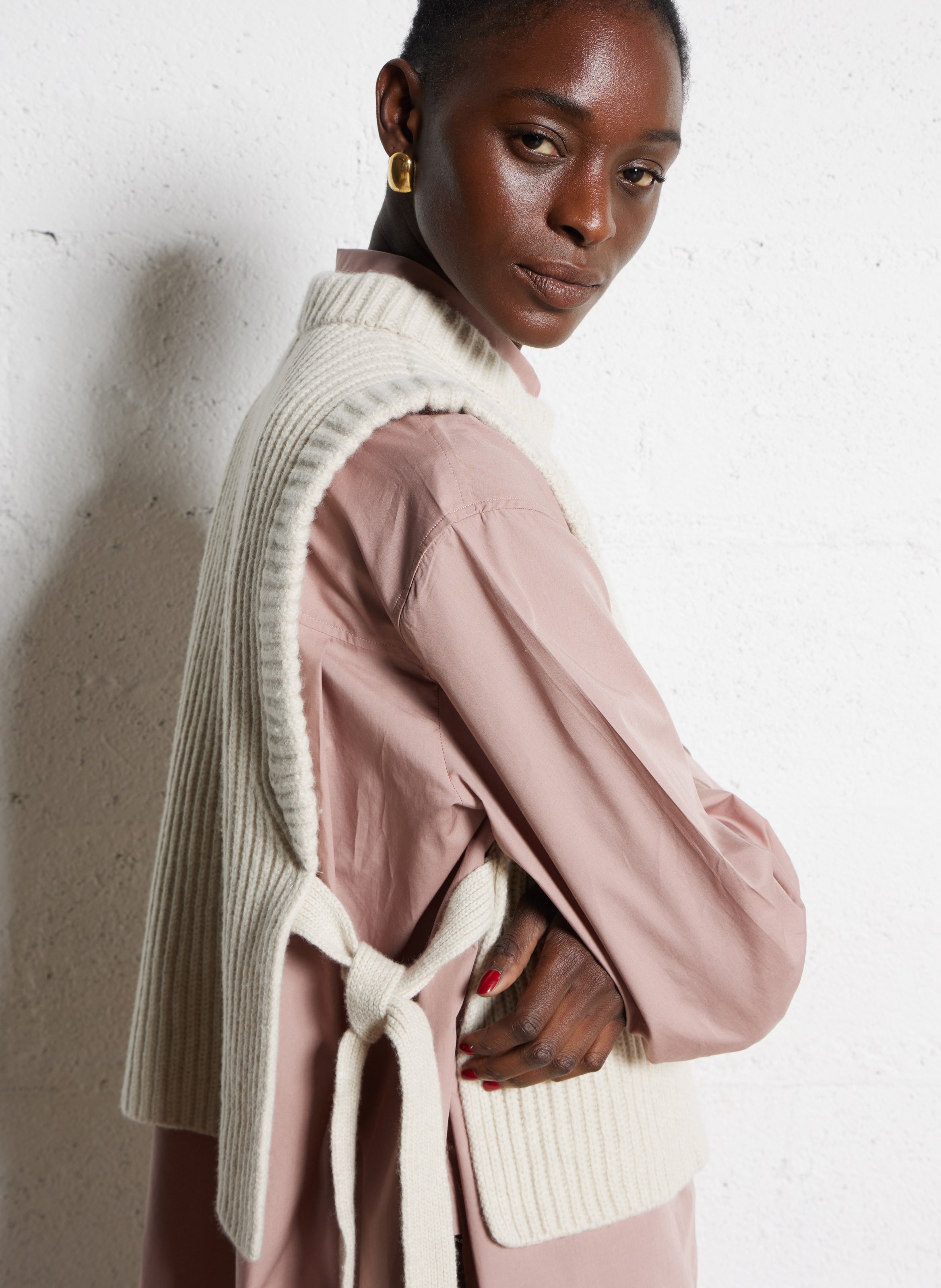 Plastron col rond en laine firmus SOEUR Beige