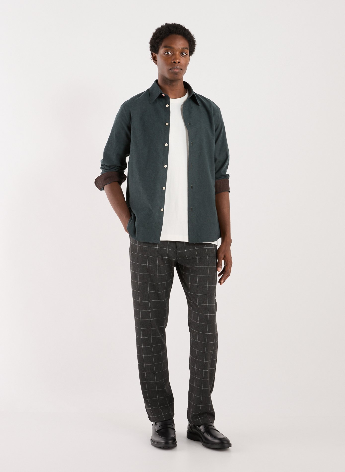 Solid shirt in blended cotton and wool PAUL SMITH Green