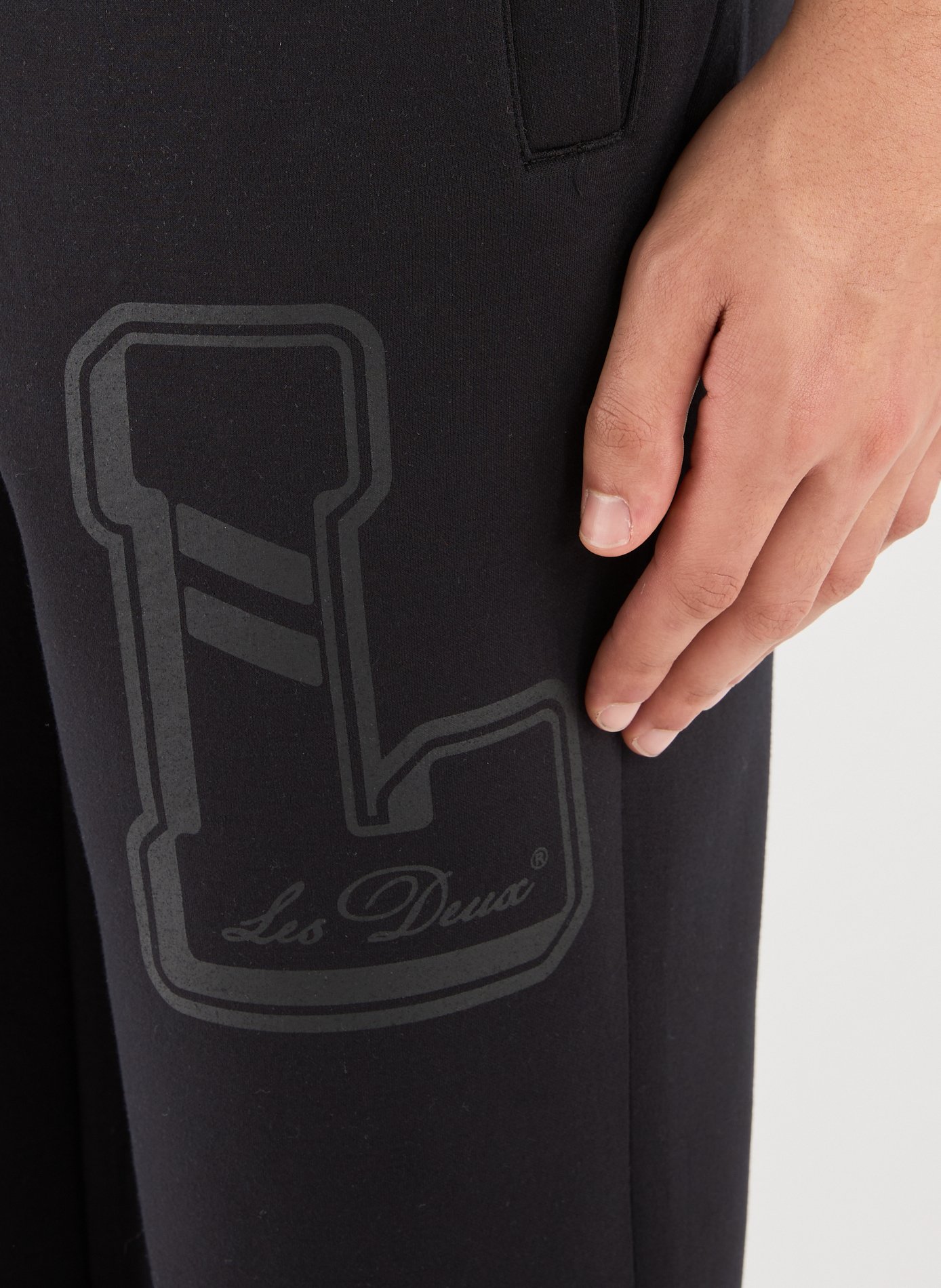 Straight Leg Pants in Solid Color LES DEUX Black