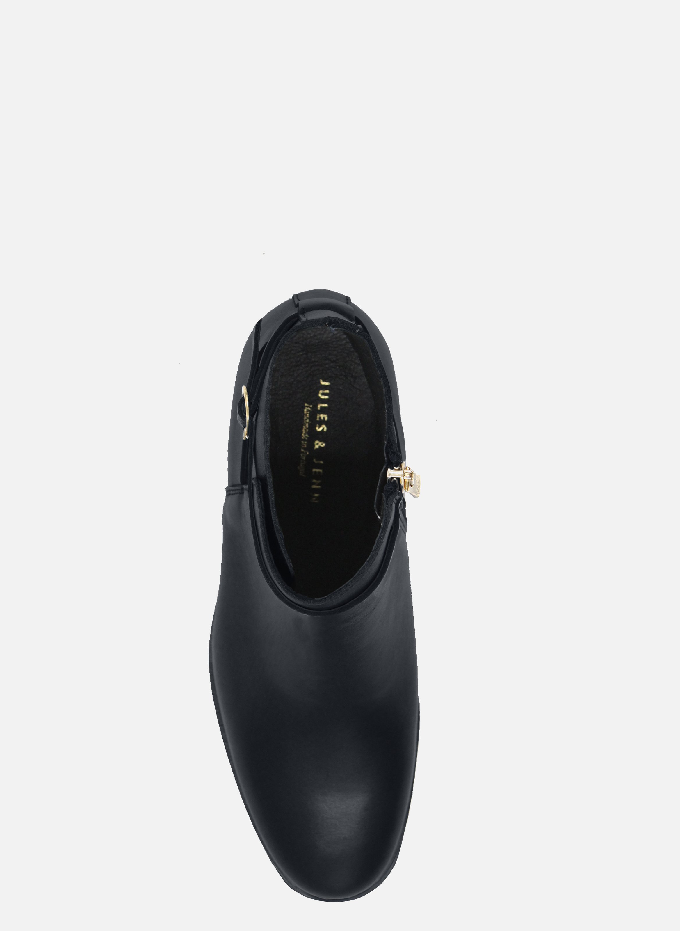 Bottines cavalières plates cuir lisse JULES & JENN Noir