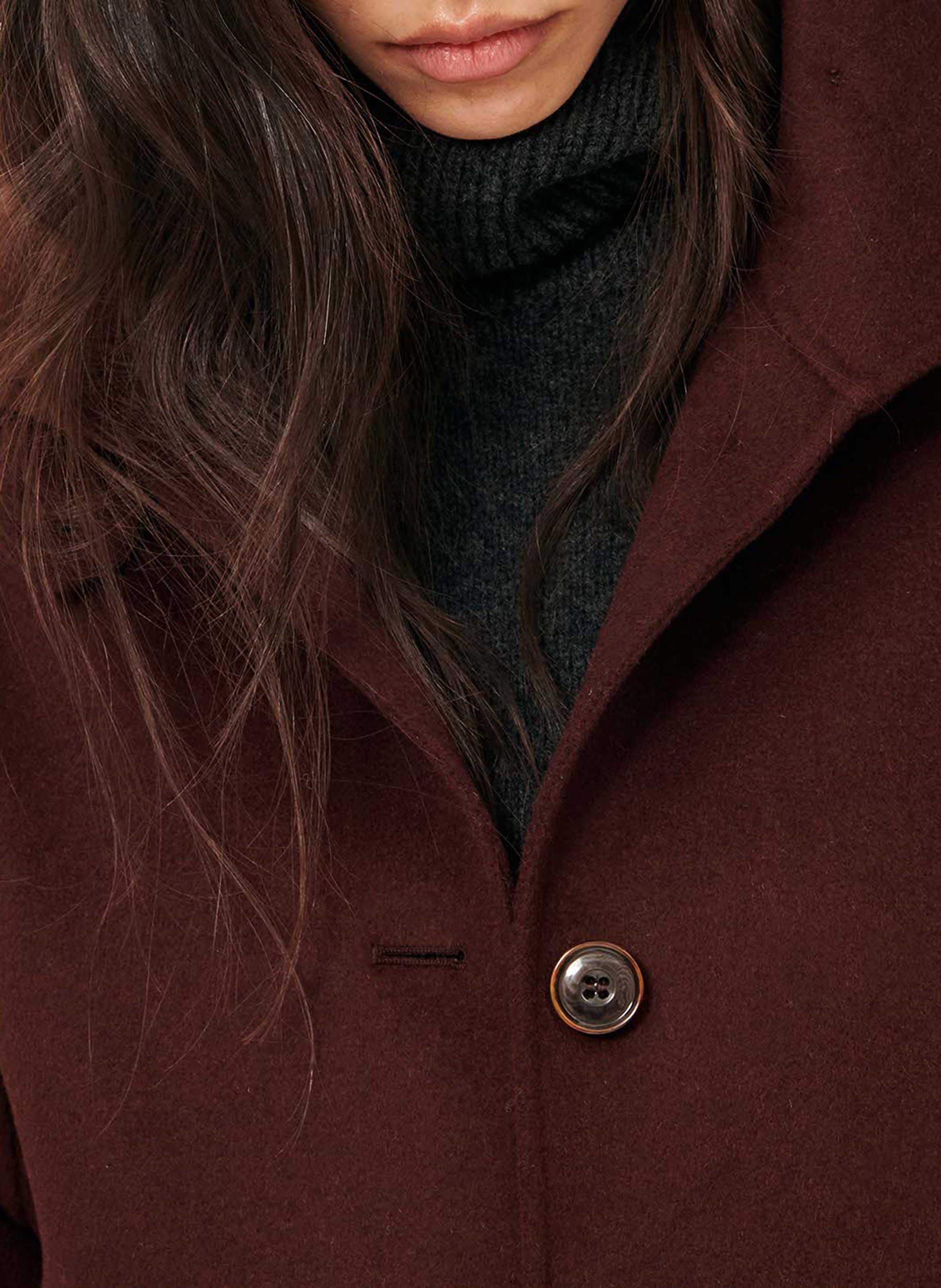 Manteau court à col montant en laine mélangée valley nevado SESSUN Marron