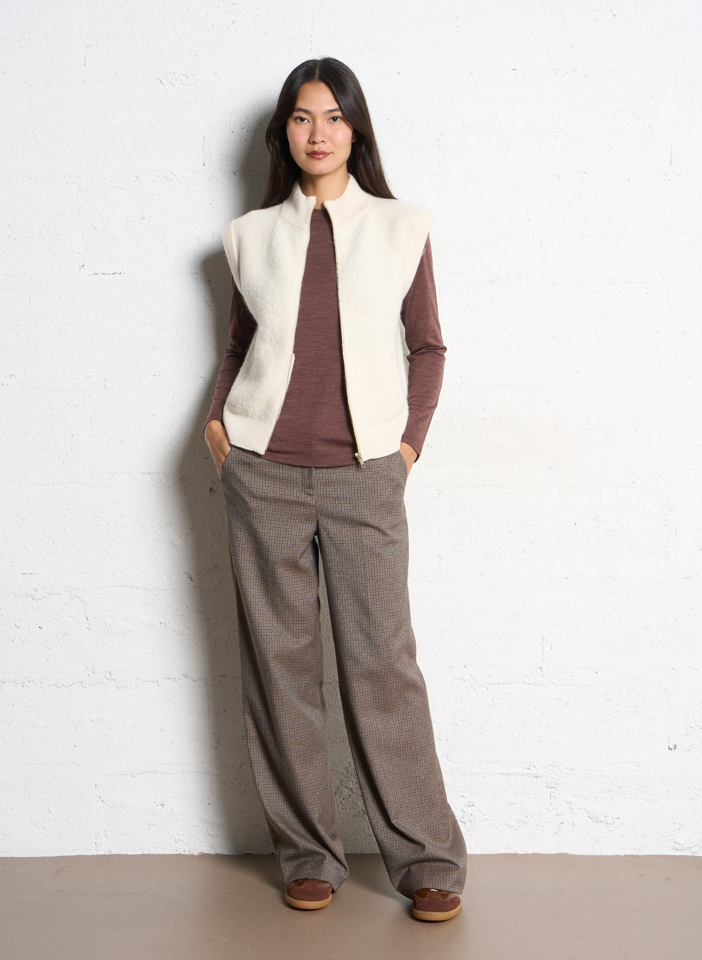 Tee-shirt col rond uni en laine faustine MAISON 123 Violet