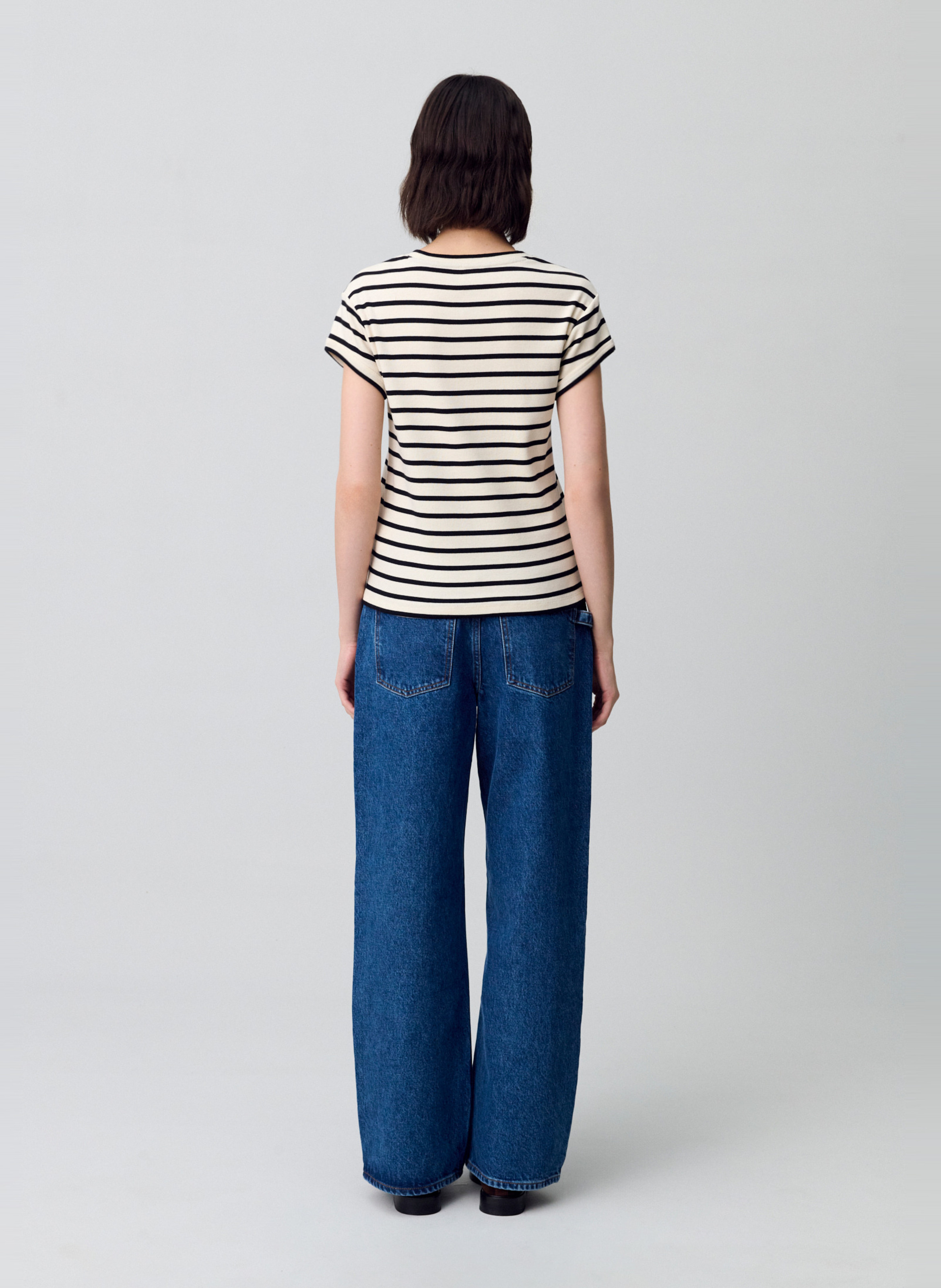 Tee-shirt col rond droit en coton rayé CLAUDIE PIERLOT Multicolore