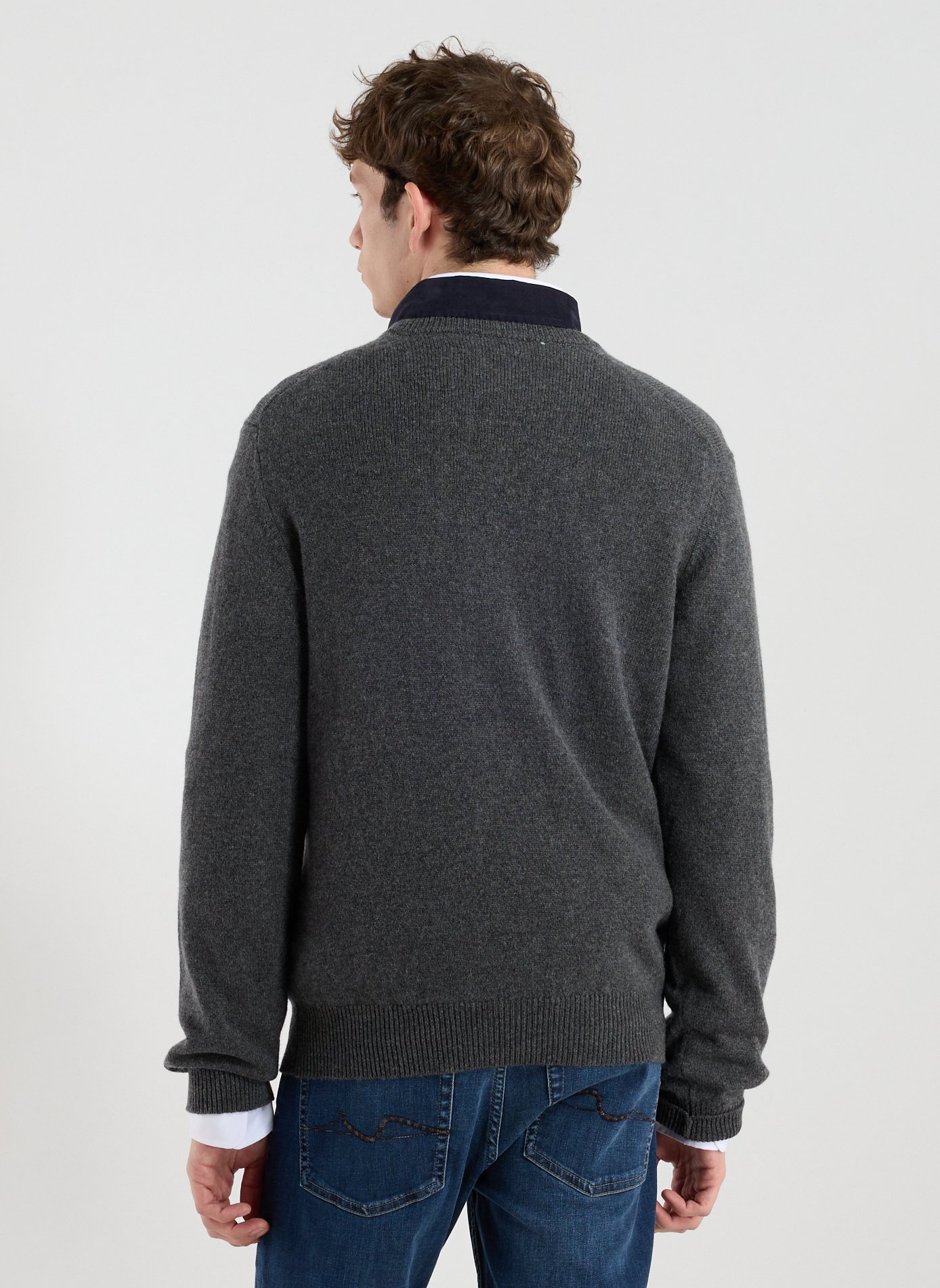 Straight V-neck wool jumper HACKETT Grey