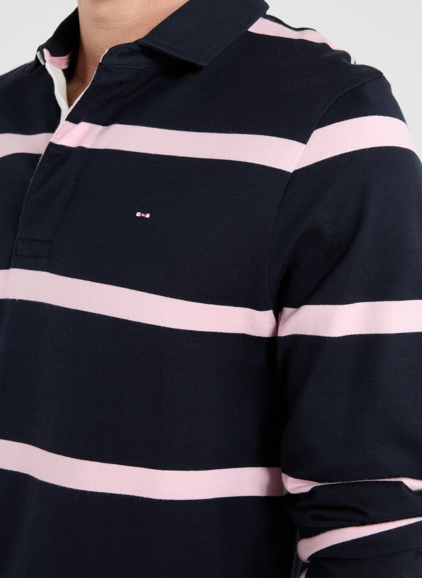Striped long-sleeve cotton polo EDEN PARK Pink