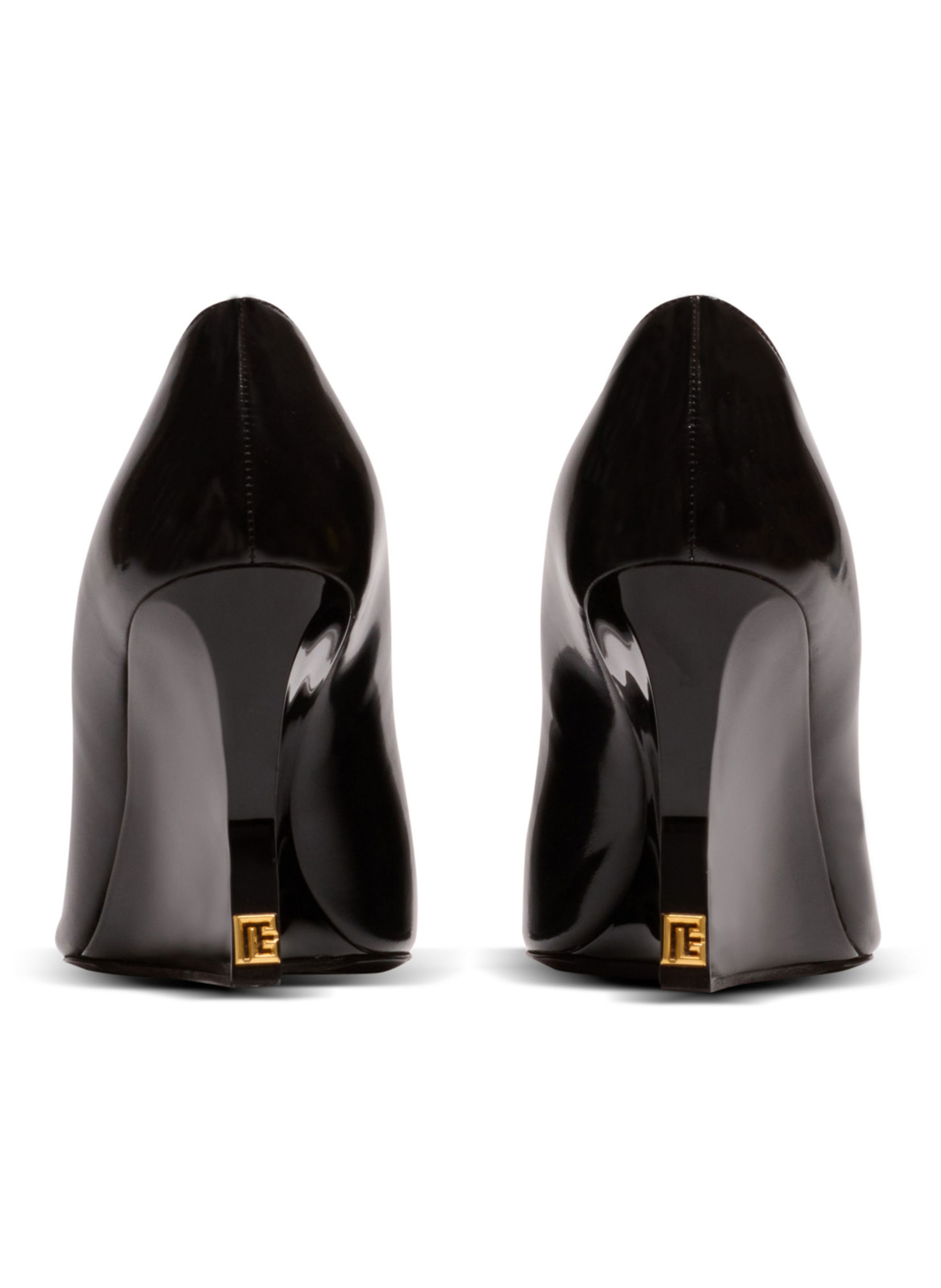 Escarpins wedge en cuir d’agneau brillant Noir