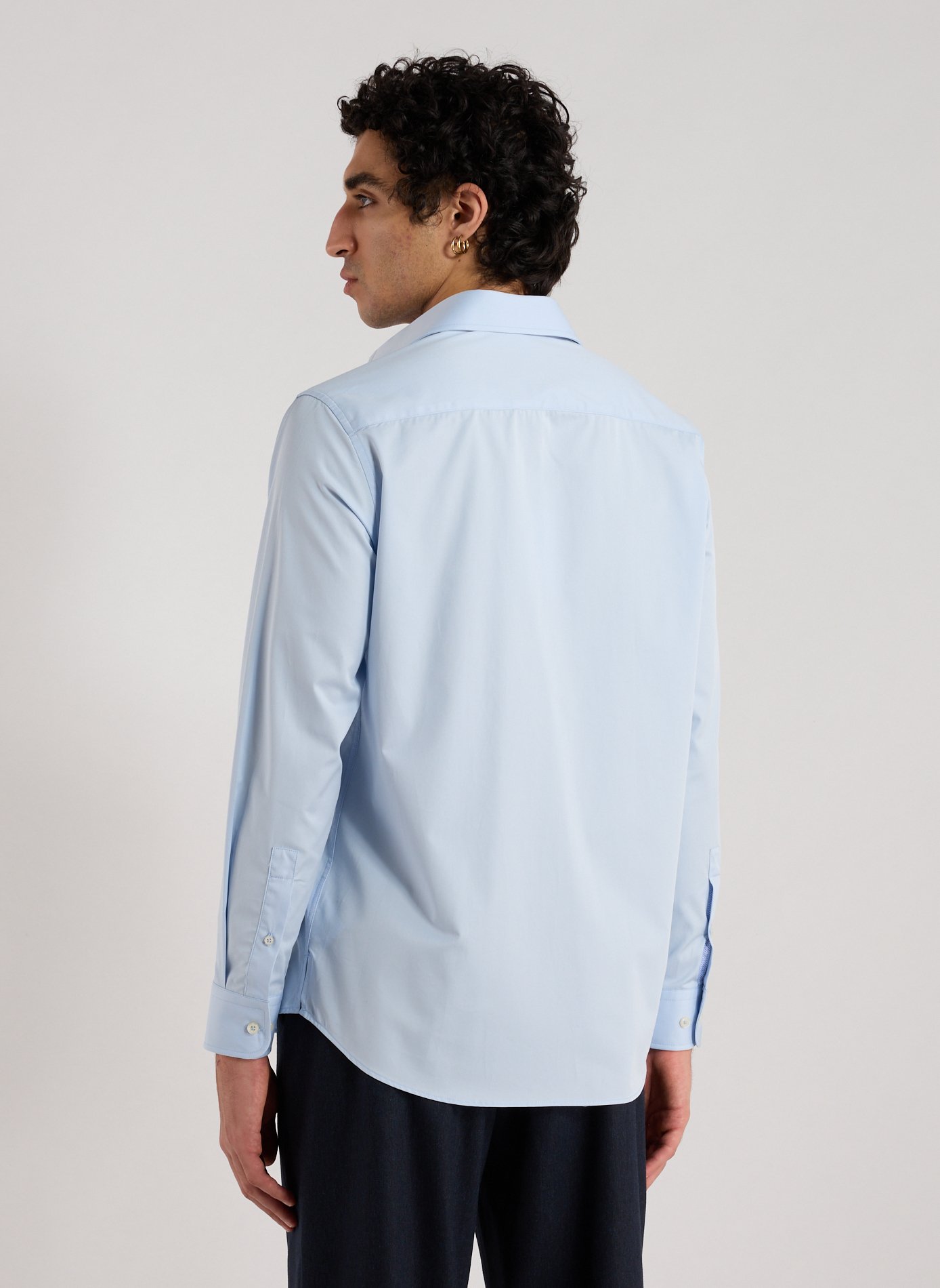Chemise col classique manches contrastantes en coton AU PRINTEMPS PARIS Blue