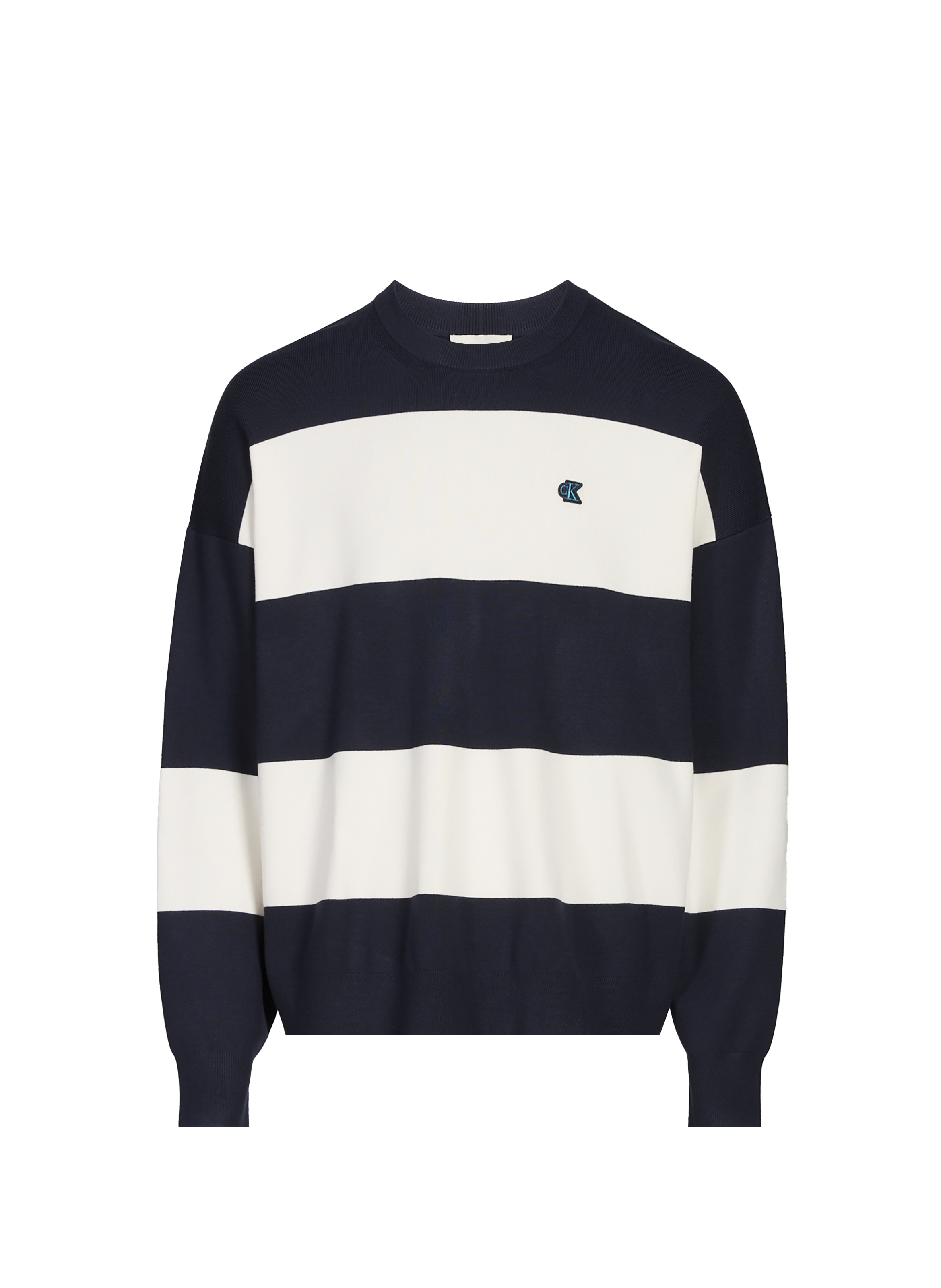 Pull col rond à rayures  CALVIN KLEIN Noir