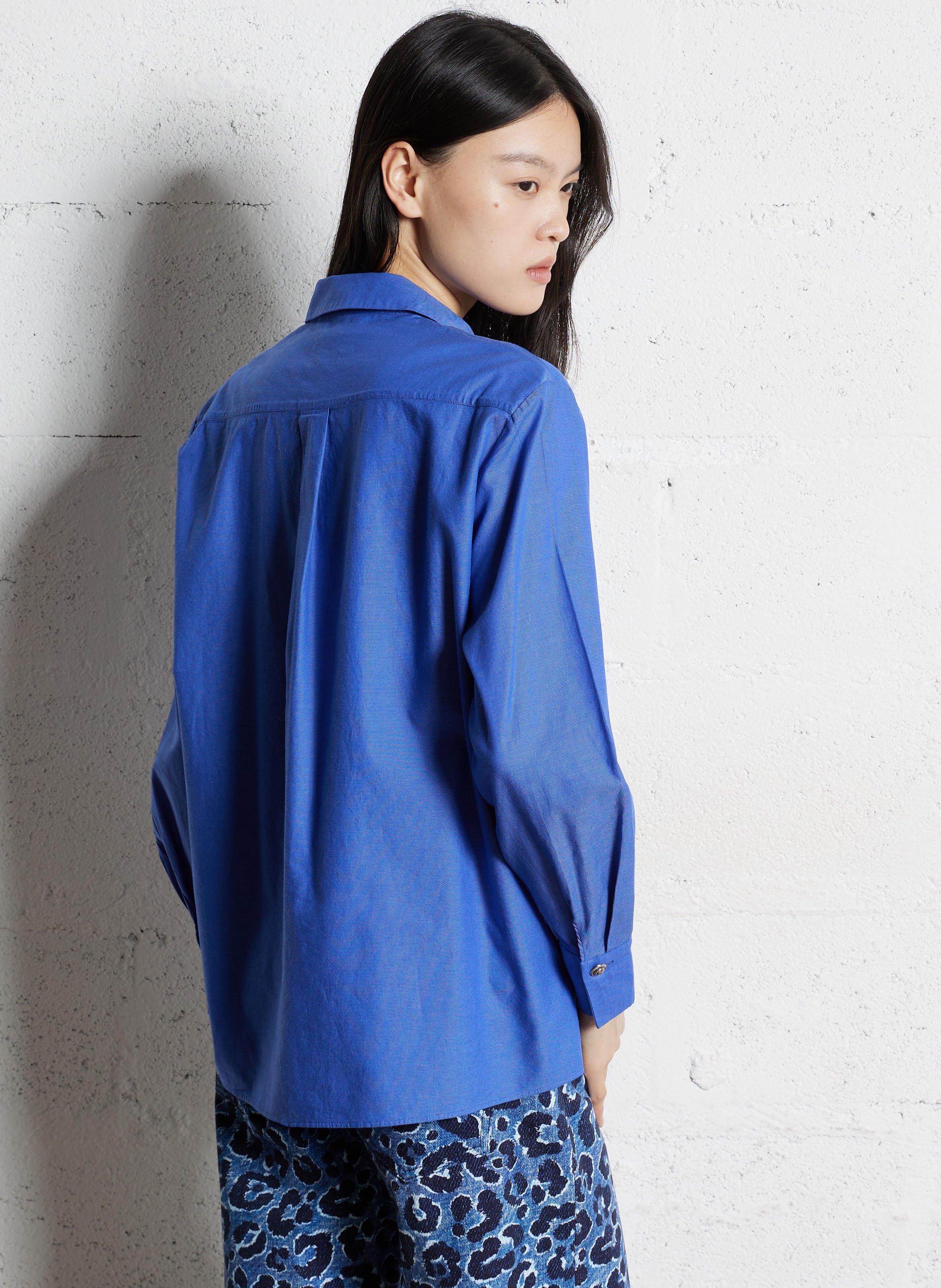 Chemise droite boutonnée en coton esmeralda MAISON 123 Violet