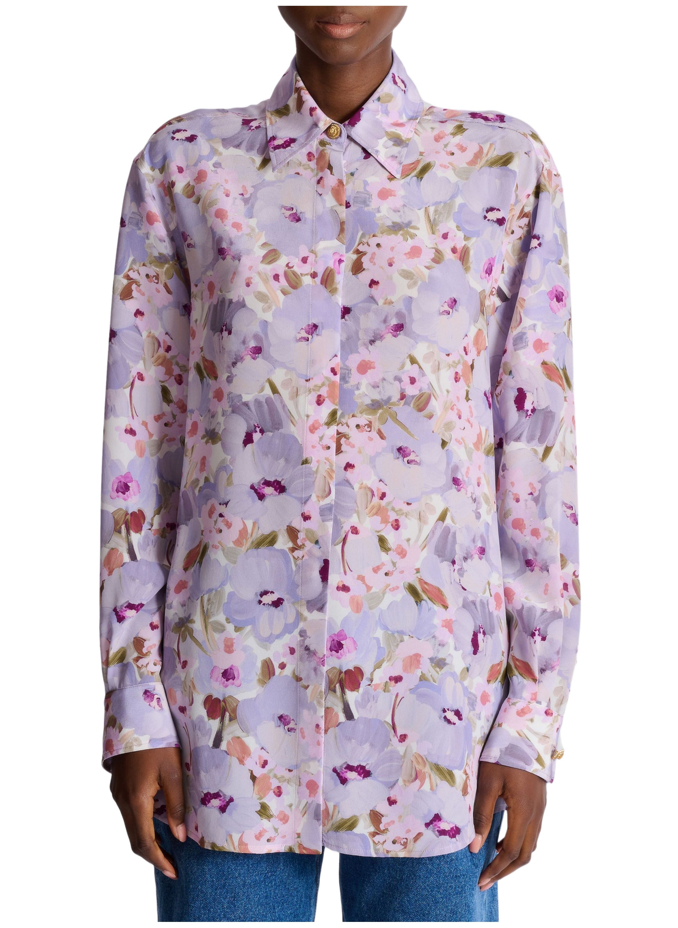 Chemise en popeline de coton imprimé BALMAIN Multicolore