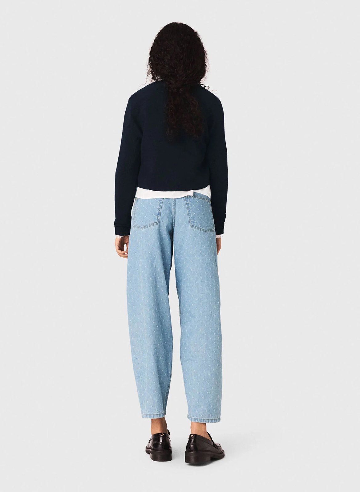 Cardigan droit col rond en laine MAJE Bleu