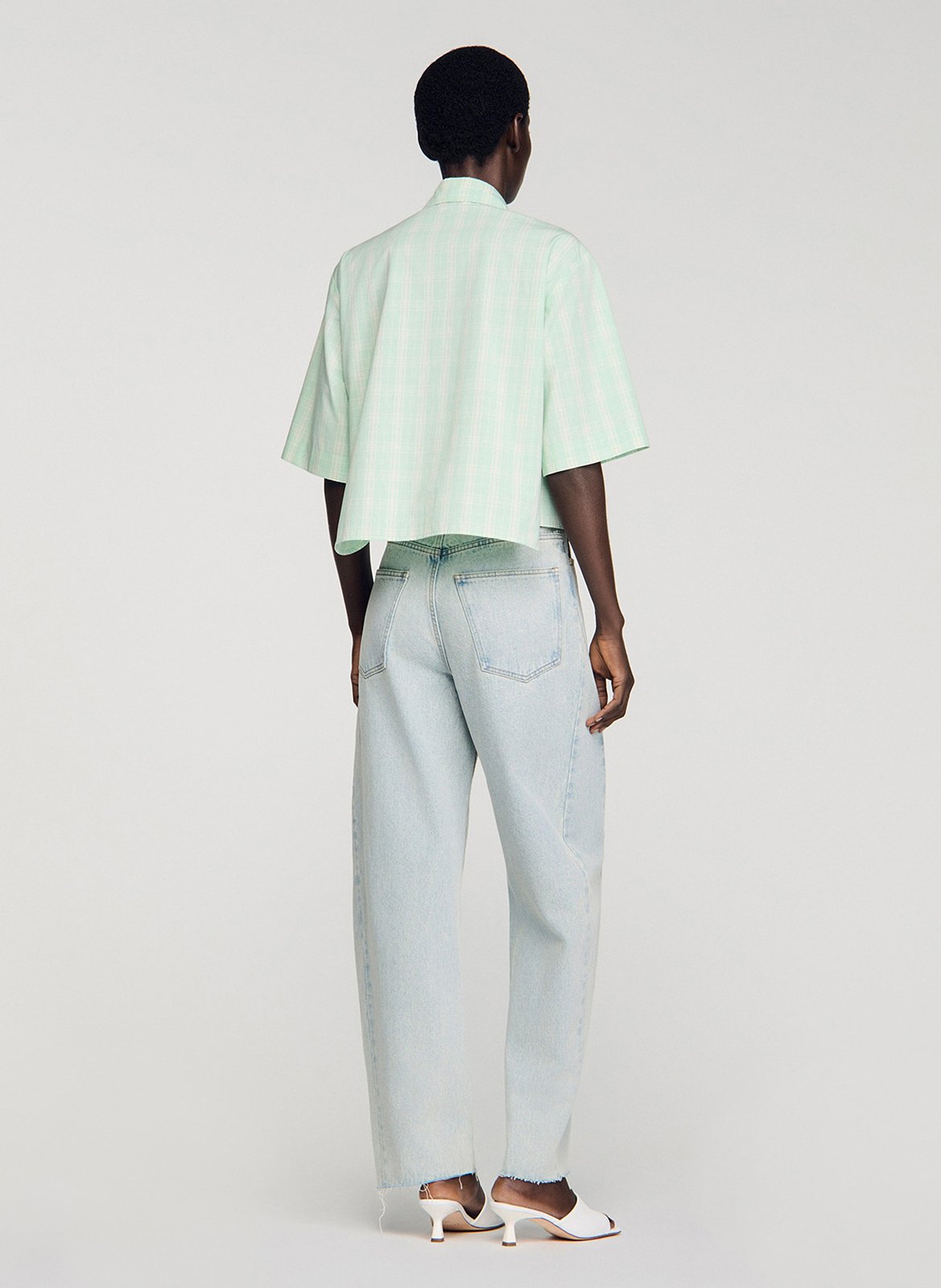 Chemmise à carreaux en coton SANDRO Vert